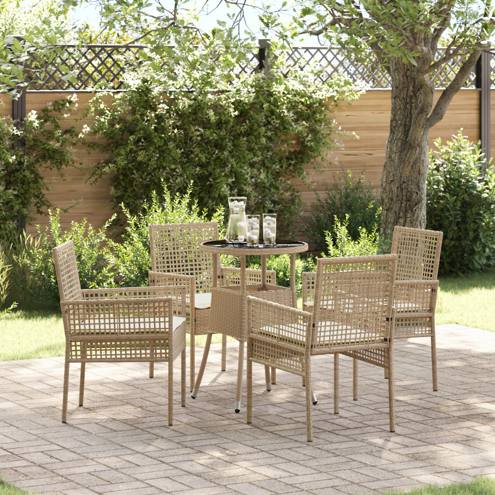 vidaXL Esszimmermöbel Set 5-teilig Beige Rattan Langlebig vidaXL Esszimmermöbel Set 5-teilig Beige Rattan Langlebig