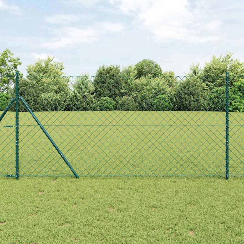 Zaunpfostenset Grün 1.5 x 10 m Verzinkter Stahl