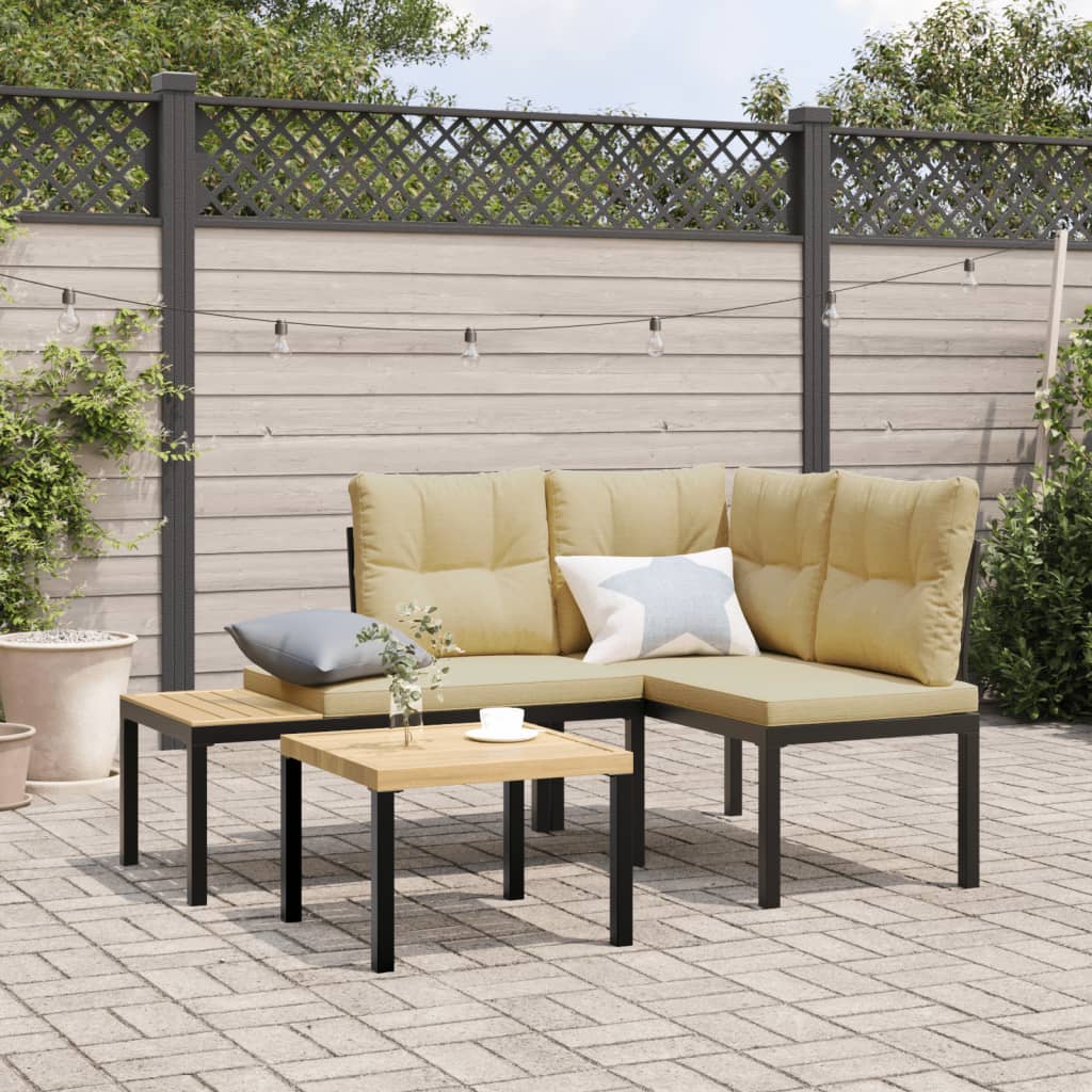 Gartenbänke mit Kissen 2 Stk. Schwarz Pulverbeschichteter Stahl Gartenbänke mit Kissen 2 Stk. Schwarz Pulverbeschichteter Stahl