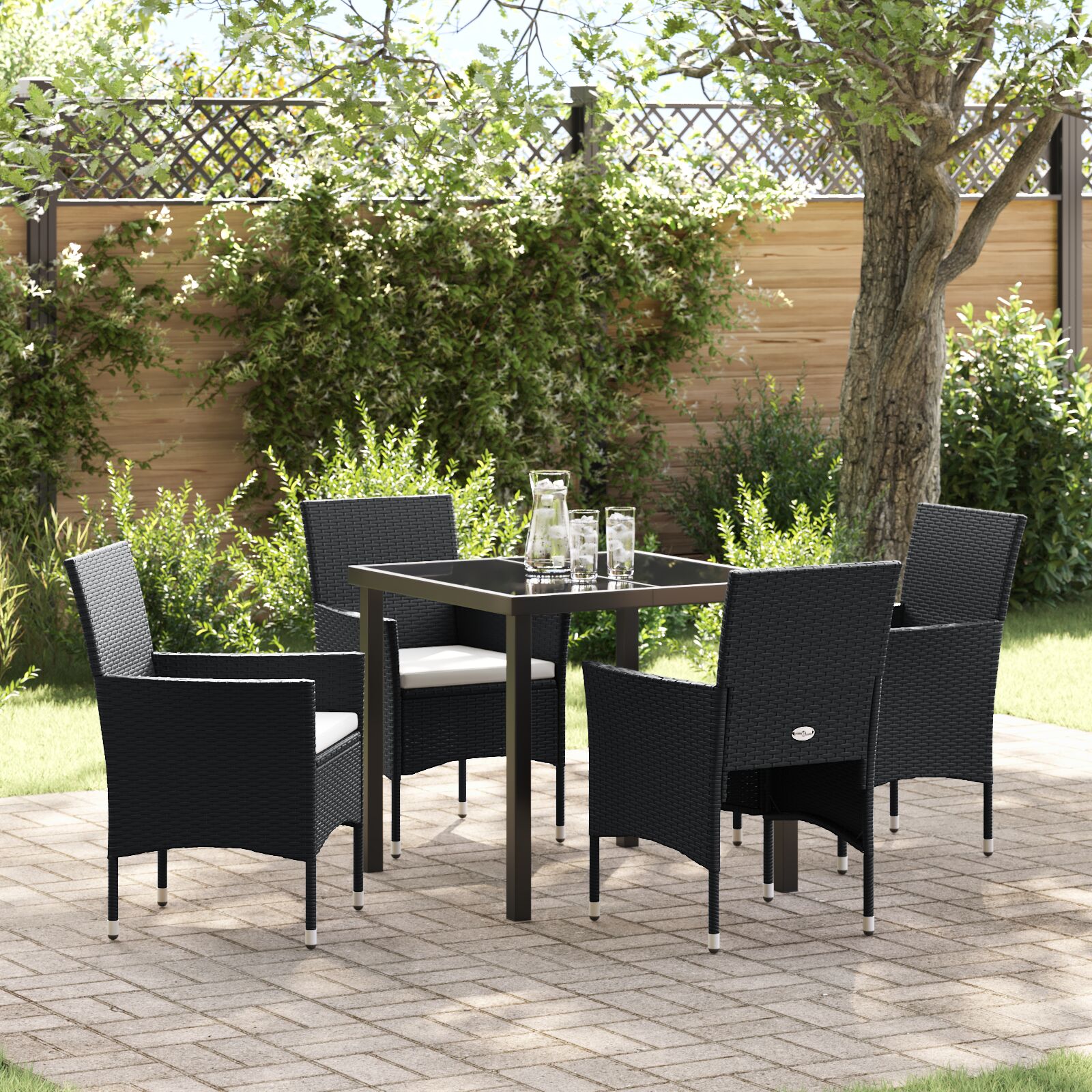 5-teiliges Garten-Essset aus schwarzem Poly-Rattan 5-teiliges Garten-Essset aus schwarzem Poly-Rattan