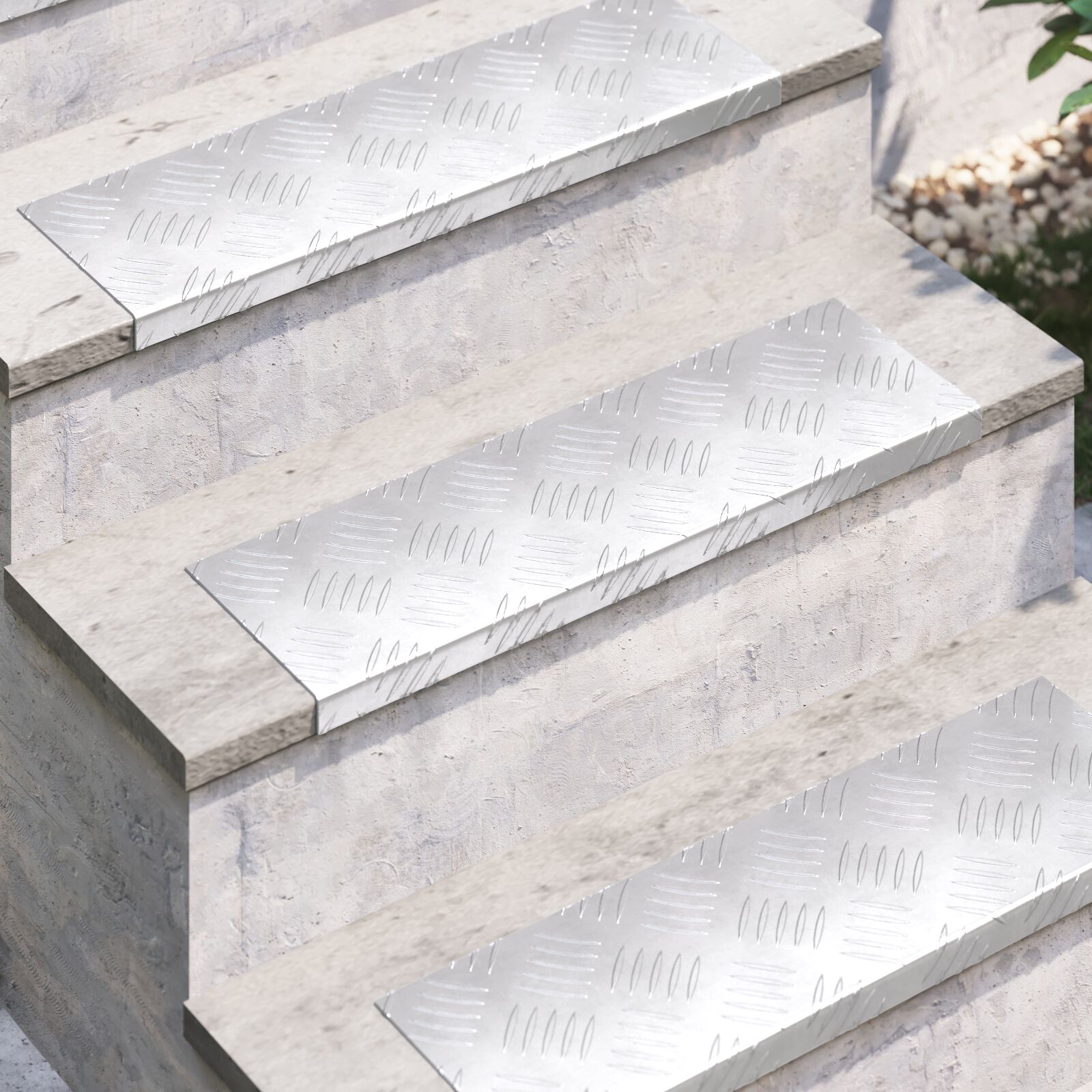 vidaXL Aluminium Treppenstufen 5er Set Rutschfest 60x18 cm