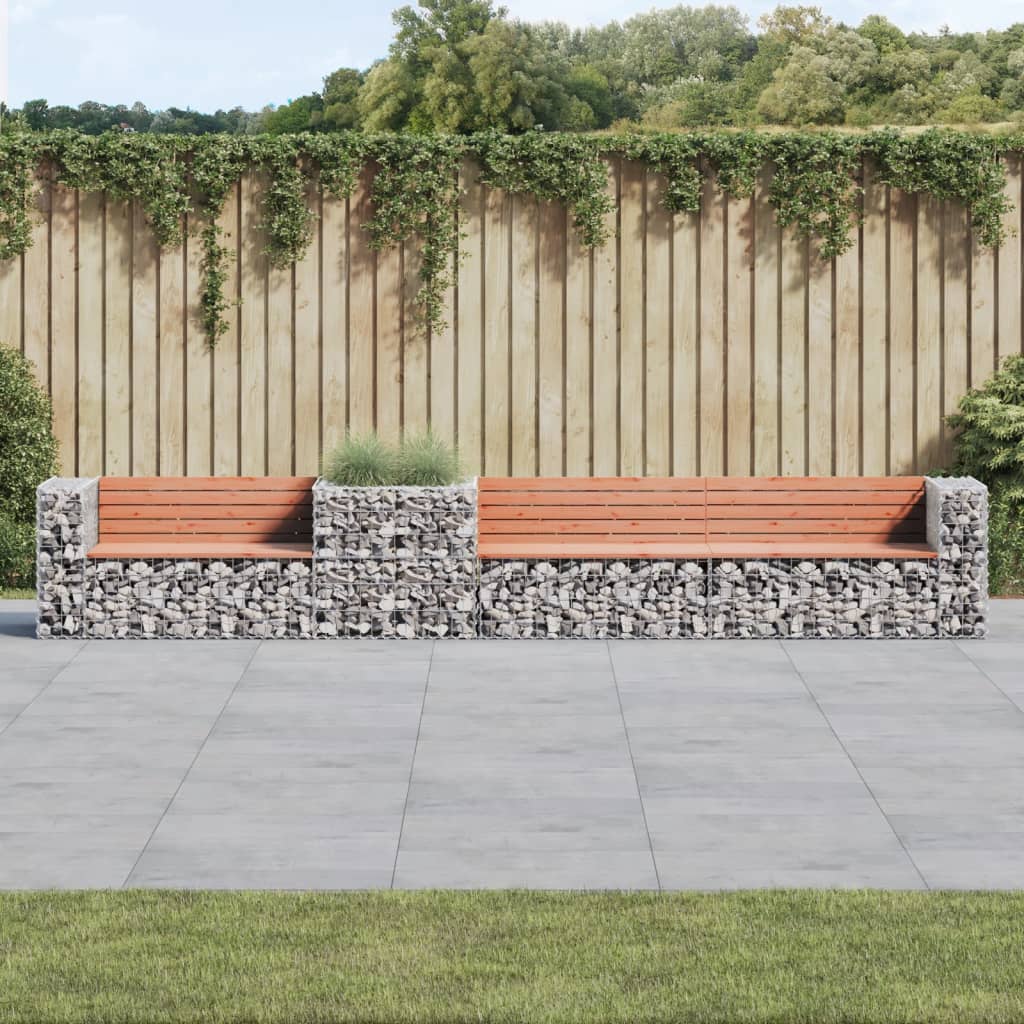 Gartenbank mit Gabione Massivholz Douglasie Gartenbank mit Gabione Massivholz Douglasie