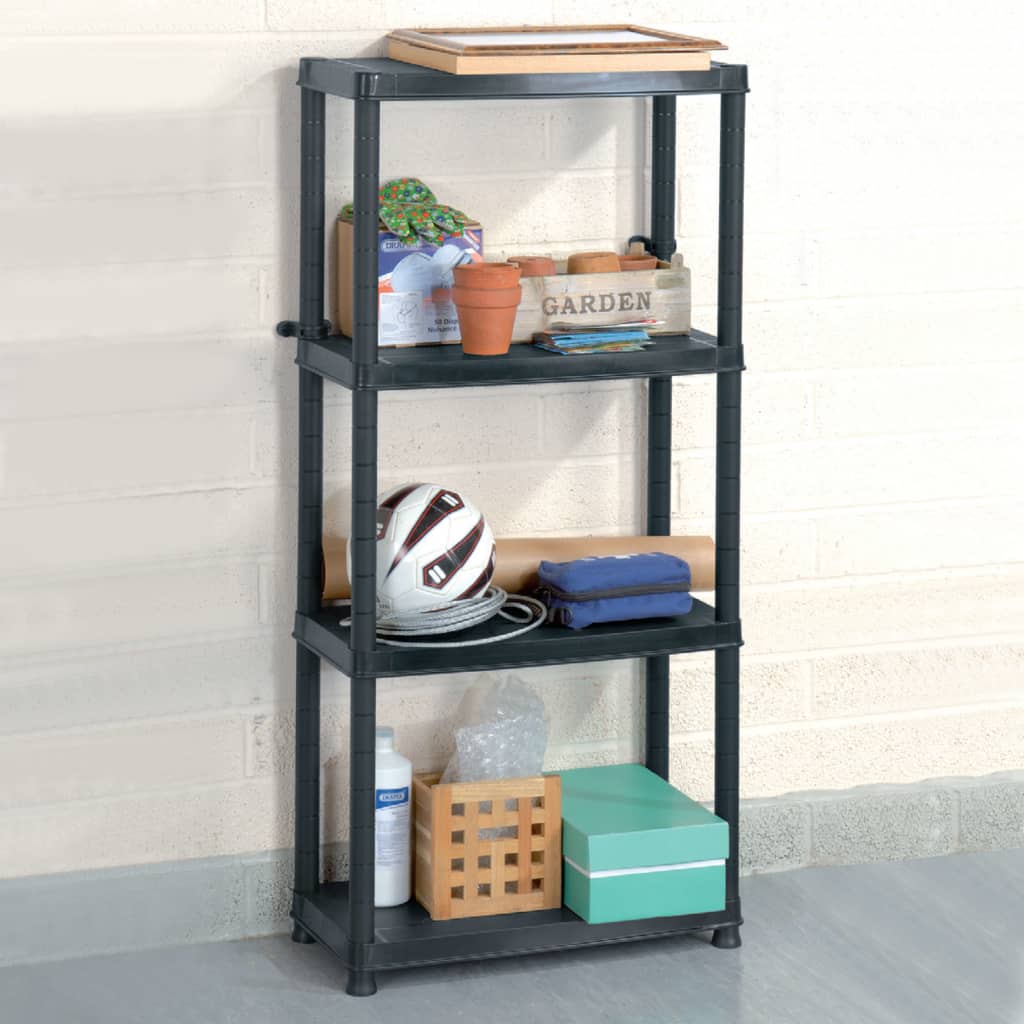 Lagerregal 4-Tier Schwarz 61x30,5x130 cm Kunststoff Lagerregal 4-Tier Schwarz 61x30,5x130 cm Kunststoff