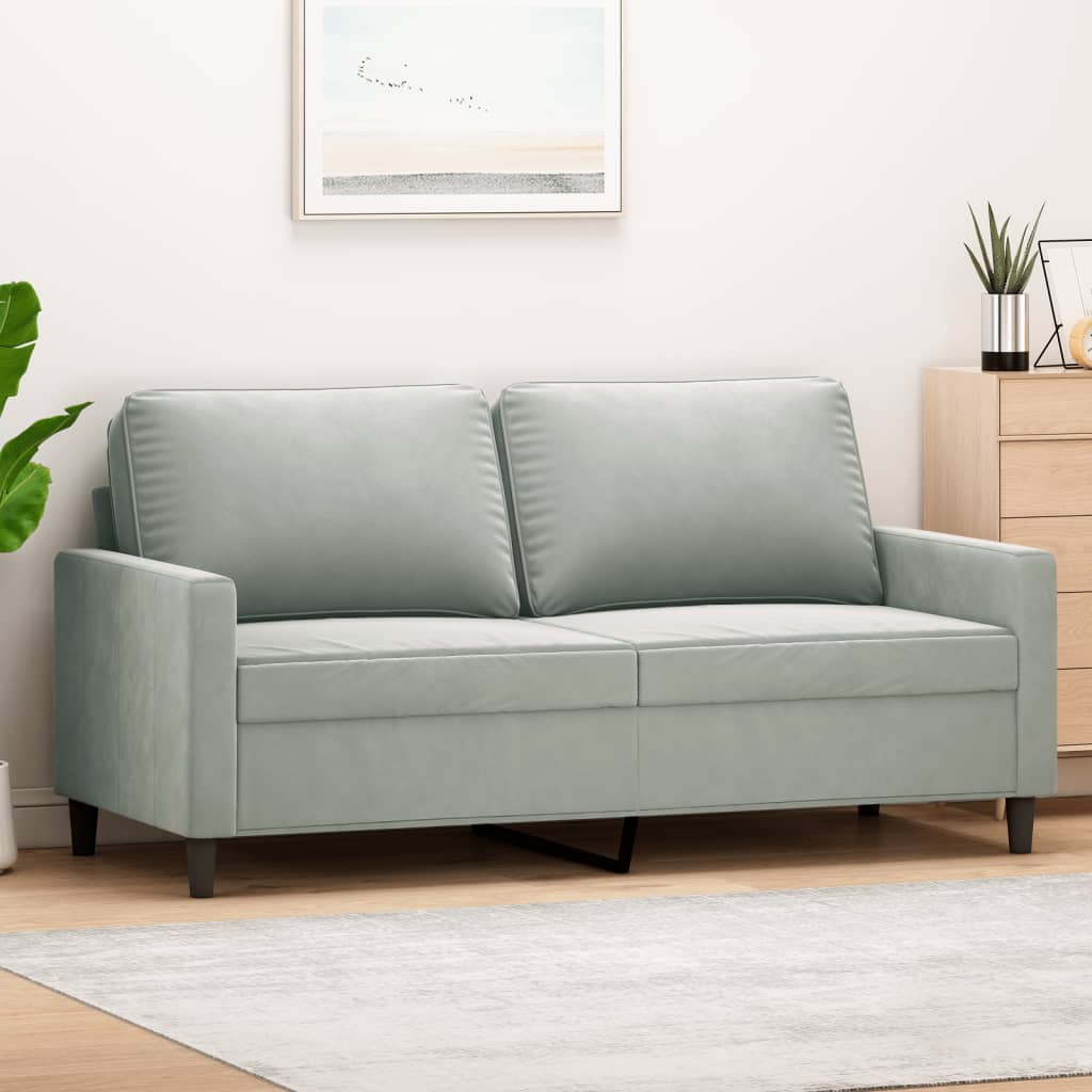 2-Sitzer-Sofa Hellgrau 140 cm Samt 2-Sitzer-Sofa Hellgrau 140 cm Samt