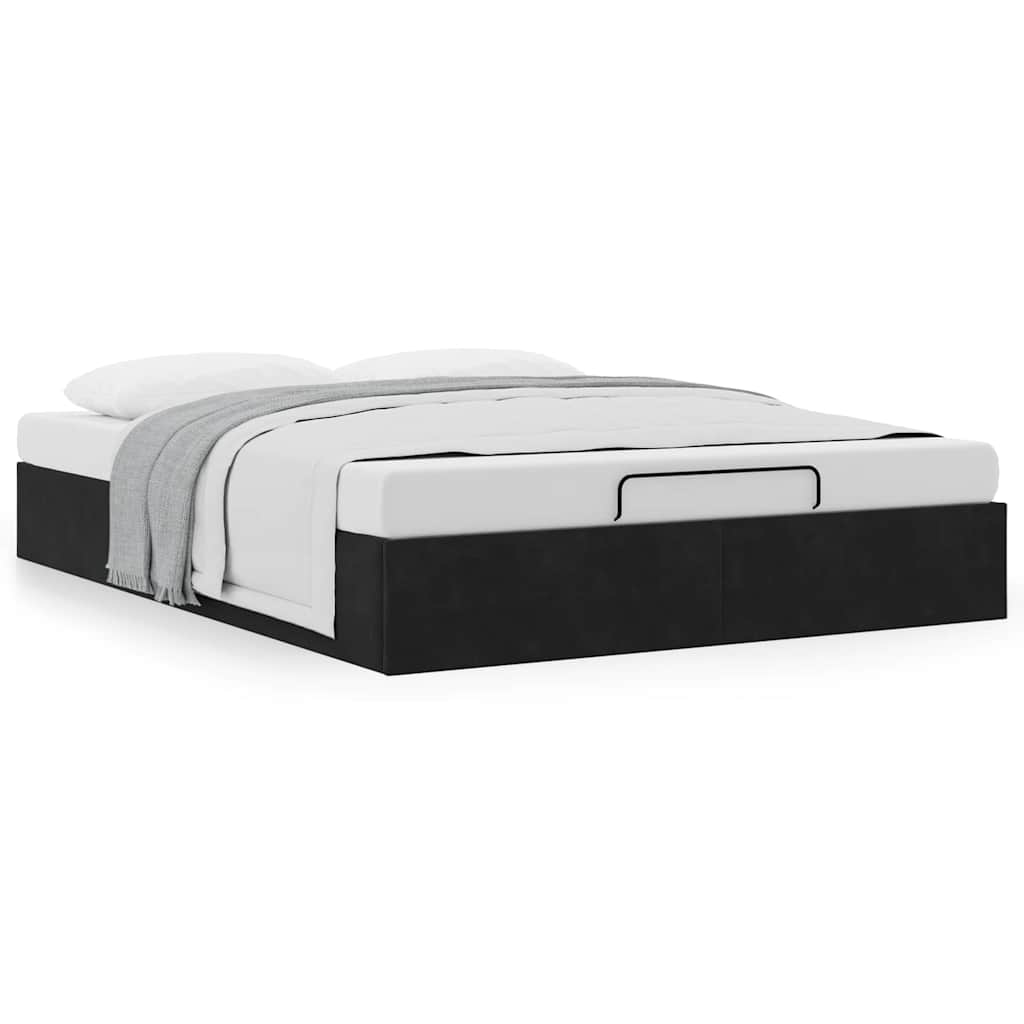 Ottoman-Bett ohne Matratze Schwarz 140x200 cm Samt
