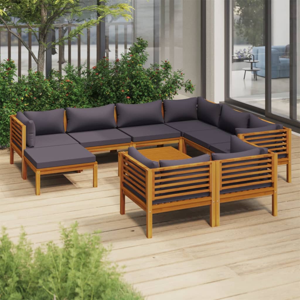 10-tlg. Garten-Lounge-Set mit Auflage Massivholz Akazie 10-tlg. Garten-Lounge-Set mit Auflage Massivholz Akazie