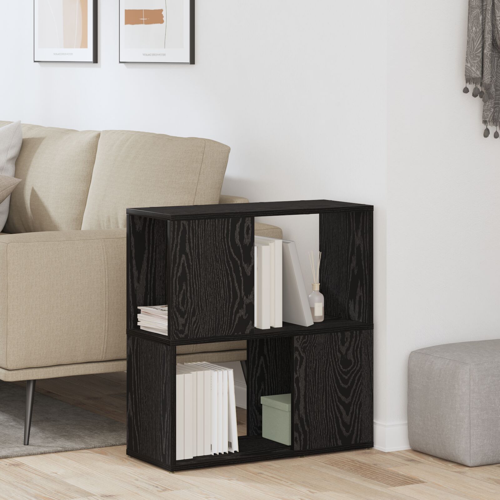 vidaXL Bücherregal Schwarz Eiche 60x24x63 cm Holzwerkstoff