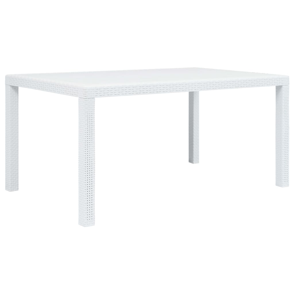 Gartentisch Weiß 150 x 90 x 72 cm Kunststoff Rattan-Optik