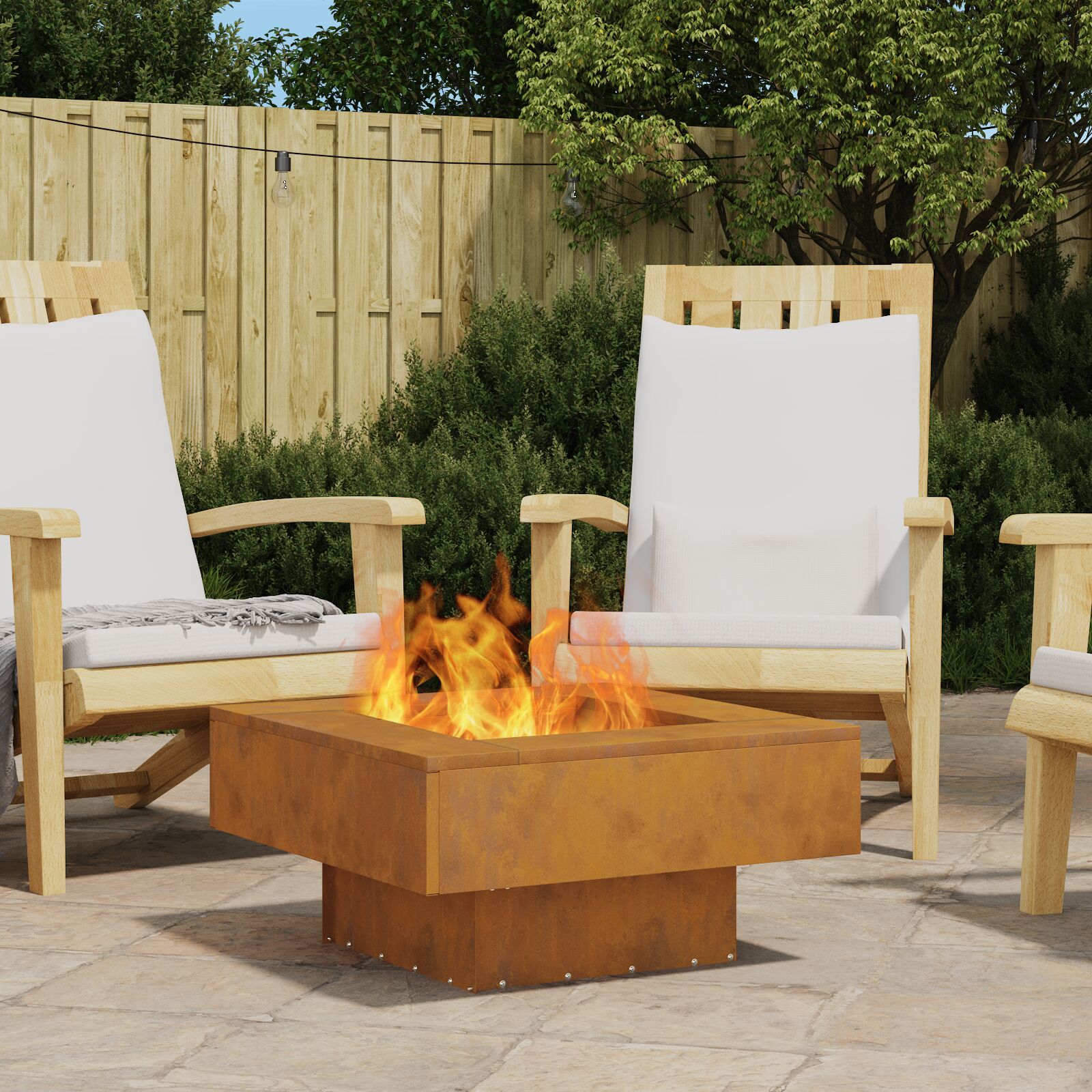 vidaXL Feuerstelle Quadrat 60x60x30 cm Wetterstahl