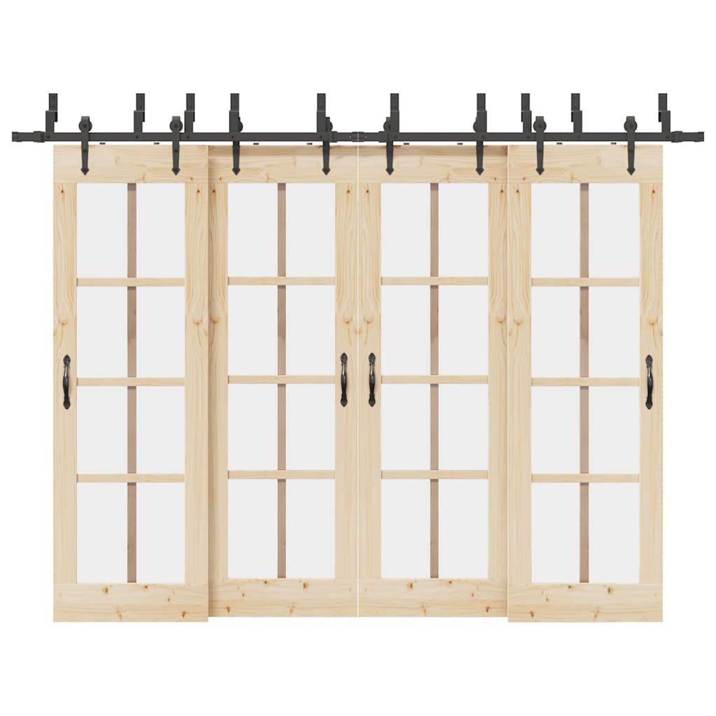 Schiebetürbeschlag-Set 152,5 cm Stahl Schwarz