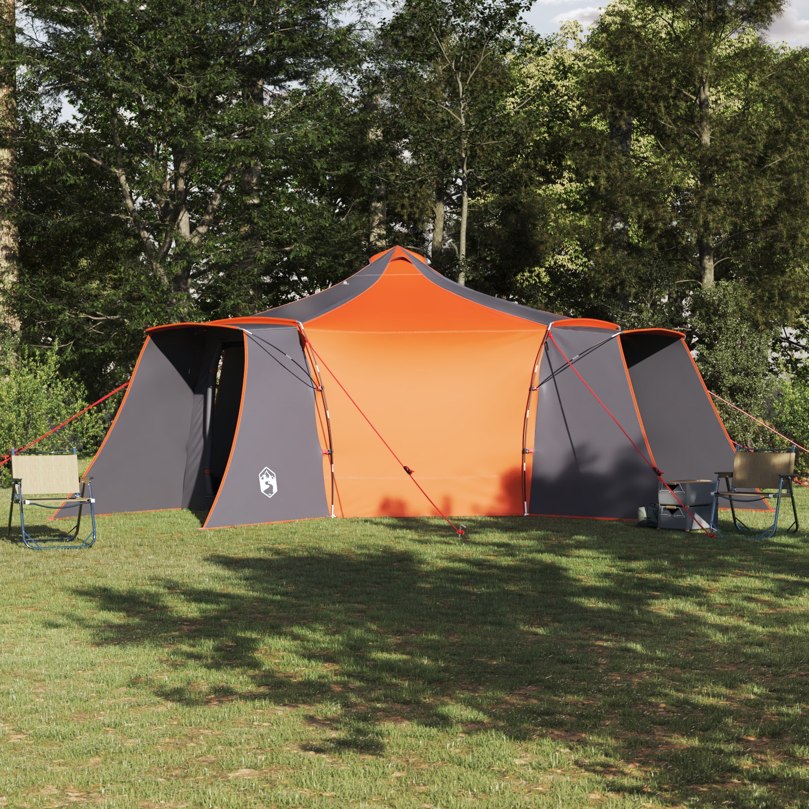 Zelt mit Dach Grau und Orange 492 x 492 x 275 cm Polyester