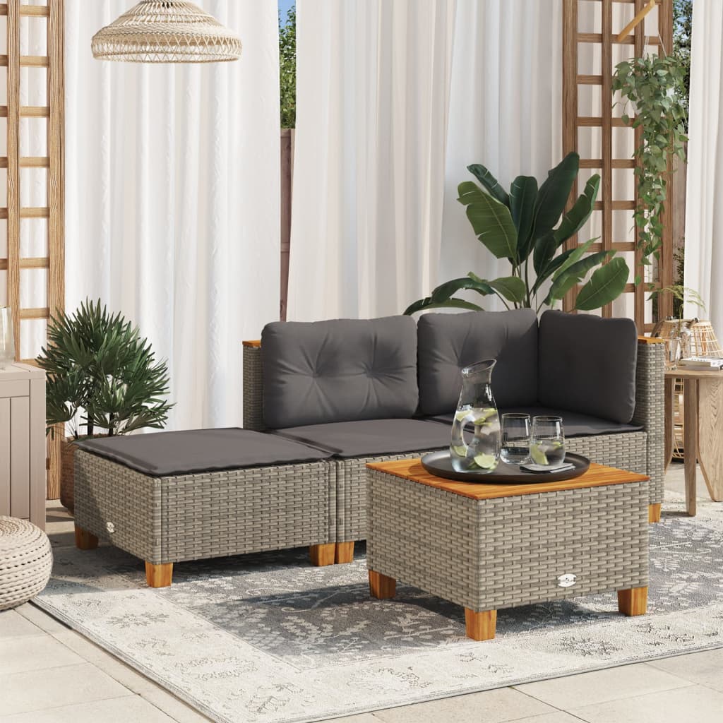Gartenhocker mit Kissen Grau 63,5x56x32 cm Poly Rattan Gartenhocker mit Kissen Grau 63,5x56x32 cm Poly Rattan