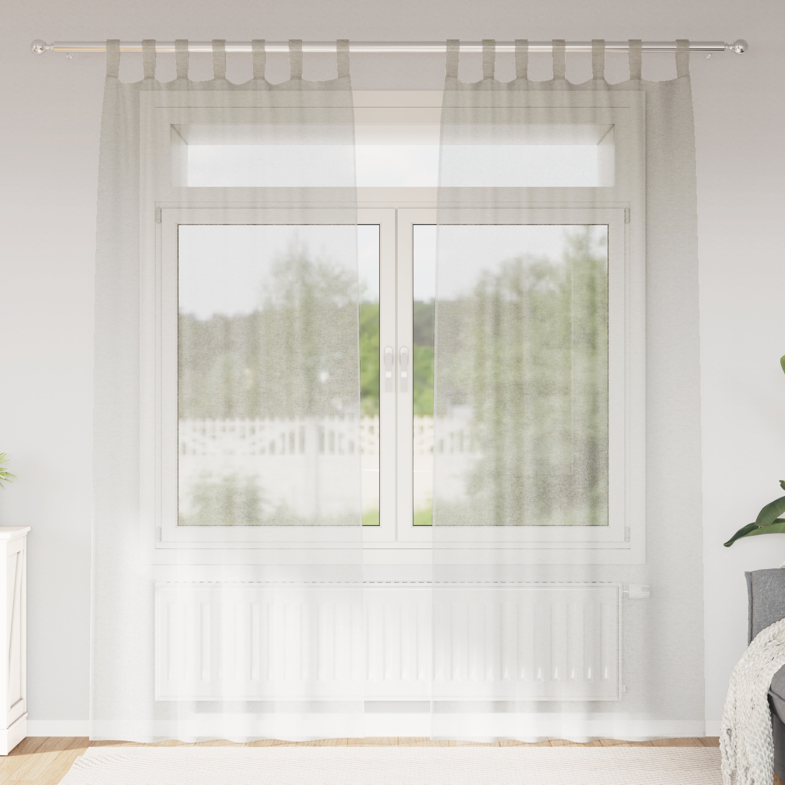 Vorhänge mit Vorhängen 2 pcs Cremefarben 140 x 225 cm Polyester