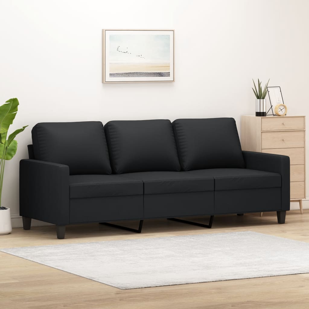 3-Sitzer-Sofa Schwarz 180 cm Kunstleder 3-Sitzer-Sofa Schwarz 180 cm Kunstleder