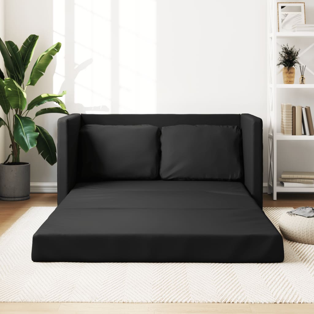 Bodensofa mit Schlaffunktion Schwarz 112x174x55 cm Kunstleder Bodensofa mit Schlaffunktion Schwarz 112x174x55 cm Kunstleder