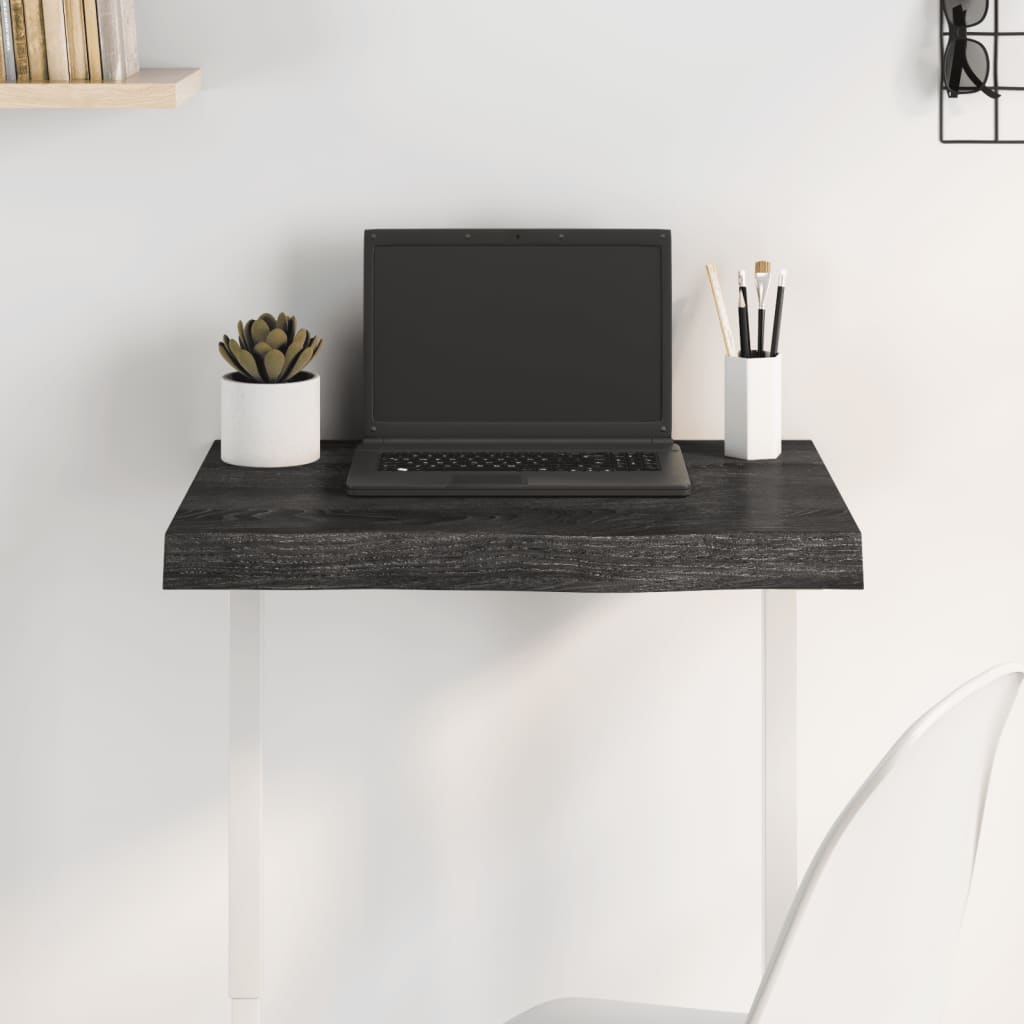 Tischplatte Dunkelbraun 60x40x(2-6)cm Massivholz Eiche