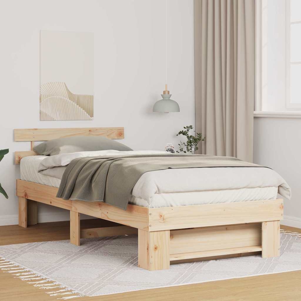 Bettgestell mit Kopfteil Braun 90 x 190 cm Massivkiefer