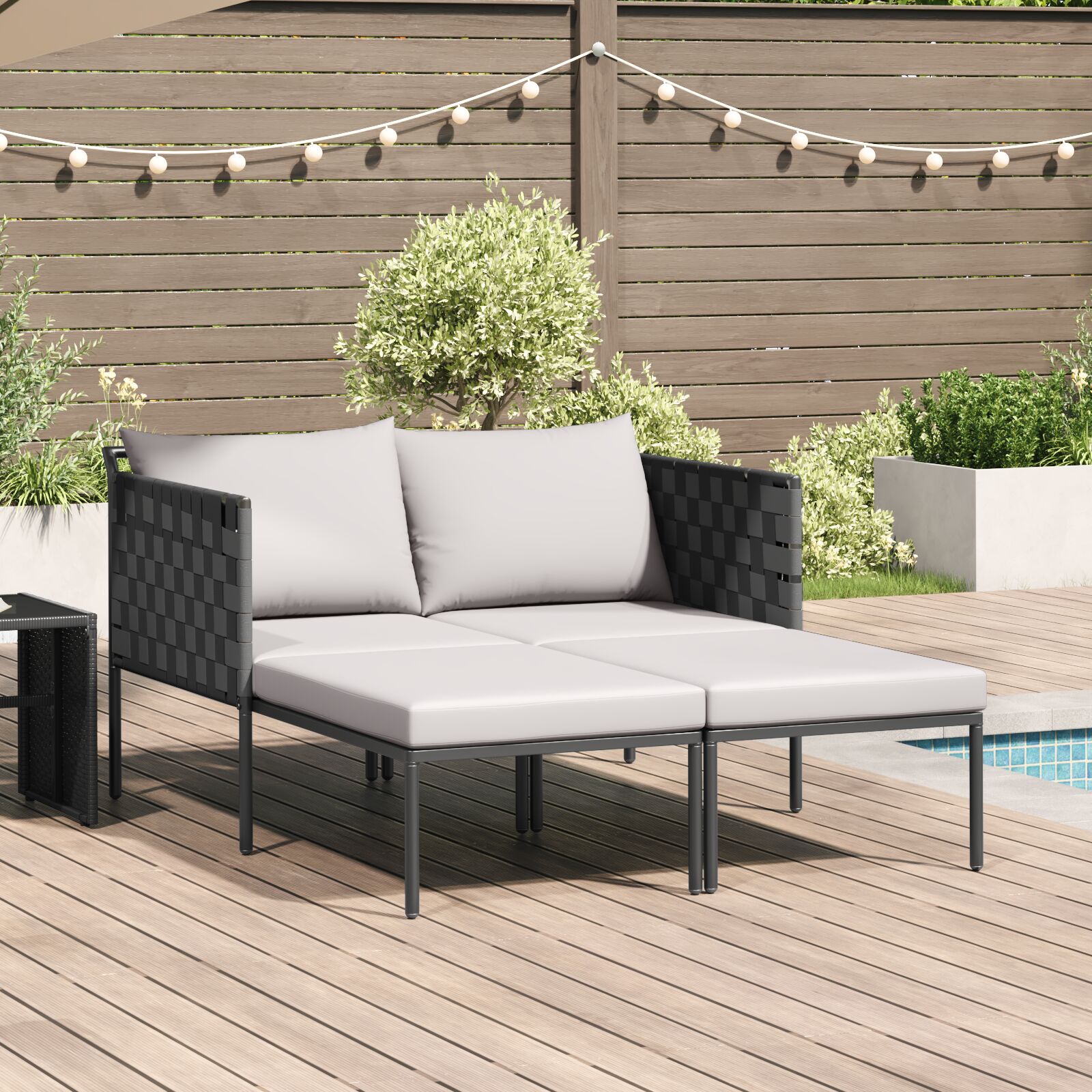 Sonnenliege mit Kissen für 2 Personen Anthrazit 115x153x69,5 cm Stahl Sonnenliege mit Kissen für 2 Personen Anthrazit 115x153x69,5 cm Stahl