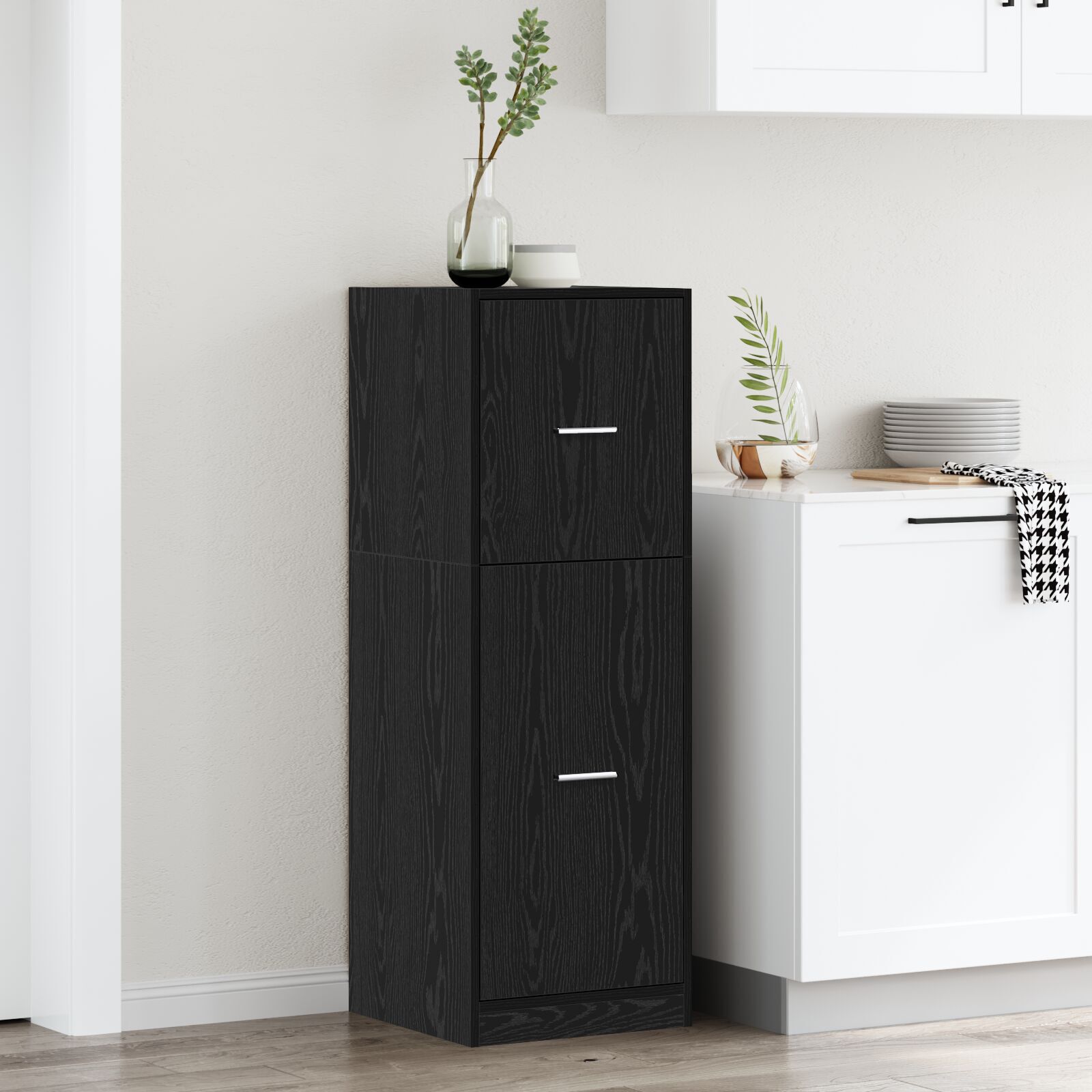 Apothekerschrank Schwarz Eiche 40x41x118 cm Holzwerkstoff