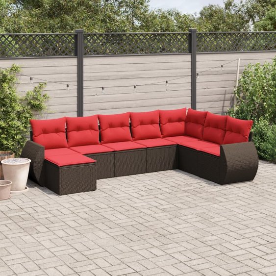 8-teiliges Gartensofa-Set mit Kissen, braun, Polyrattan 8-teiliges Gartensofa-Set mit Kissen, braun, Polyrattan