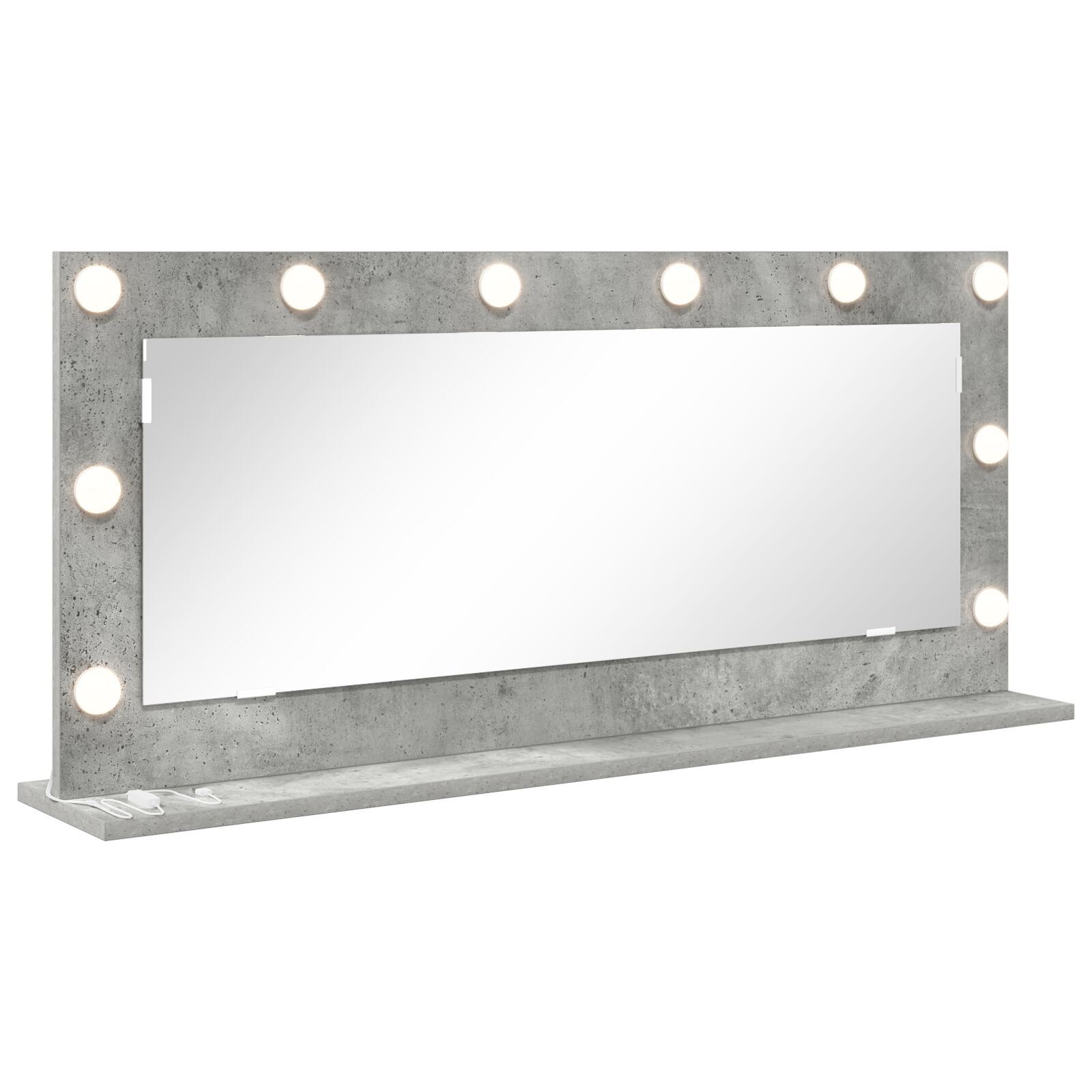 Schminkspiegel mit LED-Lichtern Beton Grau 100x45x18 cm