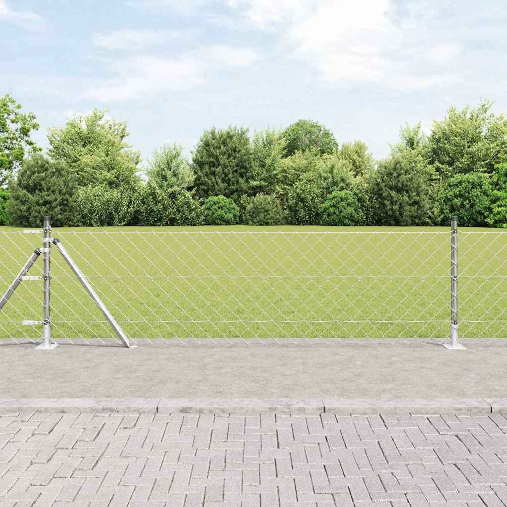 Zaunpfostenset Silber 10 x 0.6 m Verzinkter Stahl
