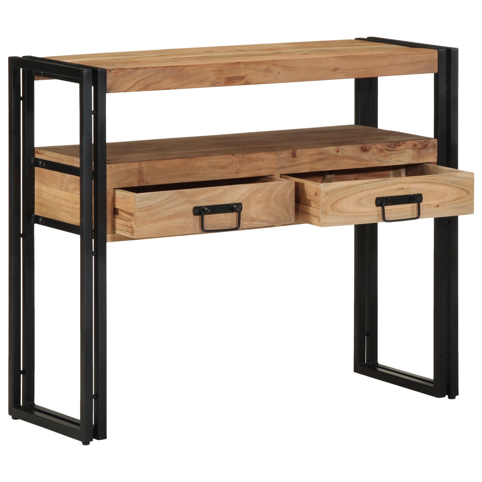 vidaXL Konsole Schwarz 90x33x75 cm Massivholz Akazie und Metall