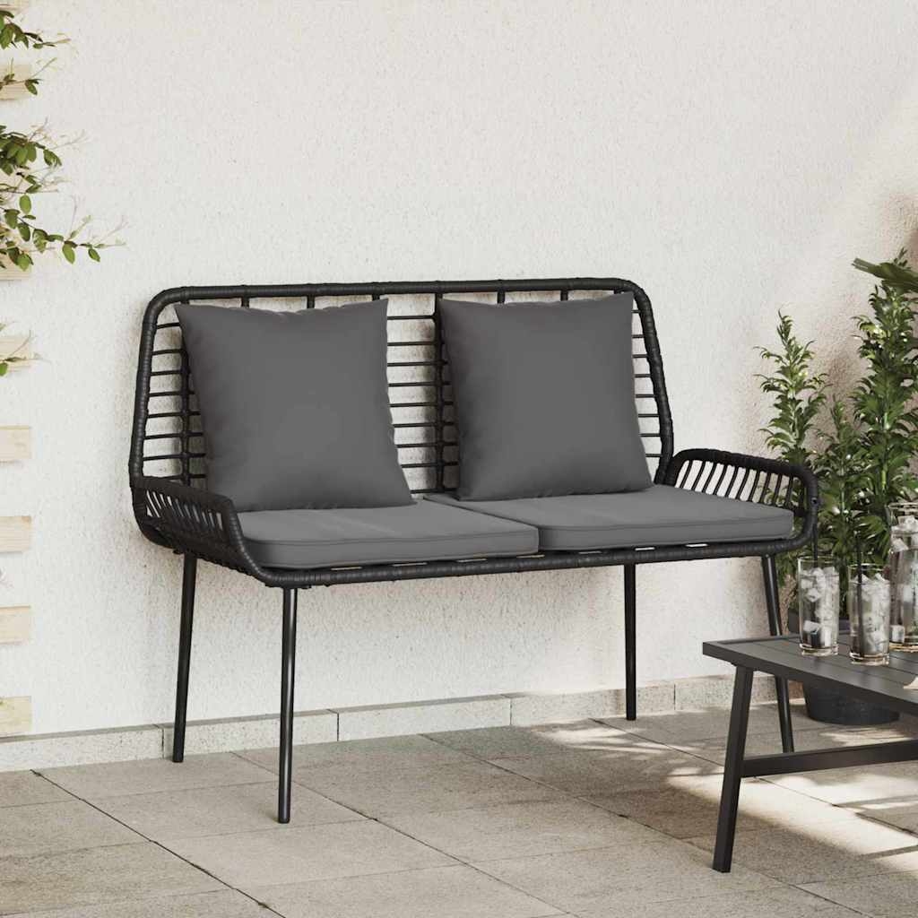 Gartenbank mit Kissen Schwarz, Anthrazit 109 x 63 x 83 cm