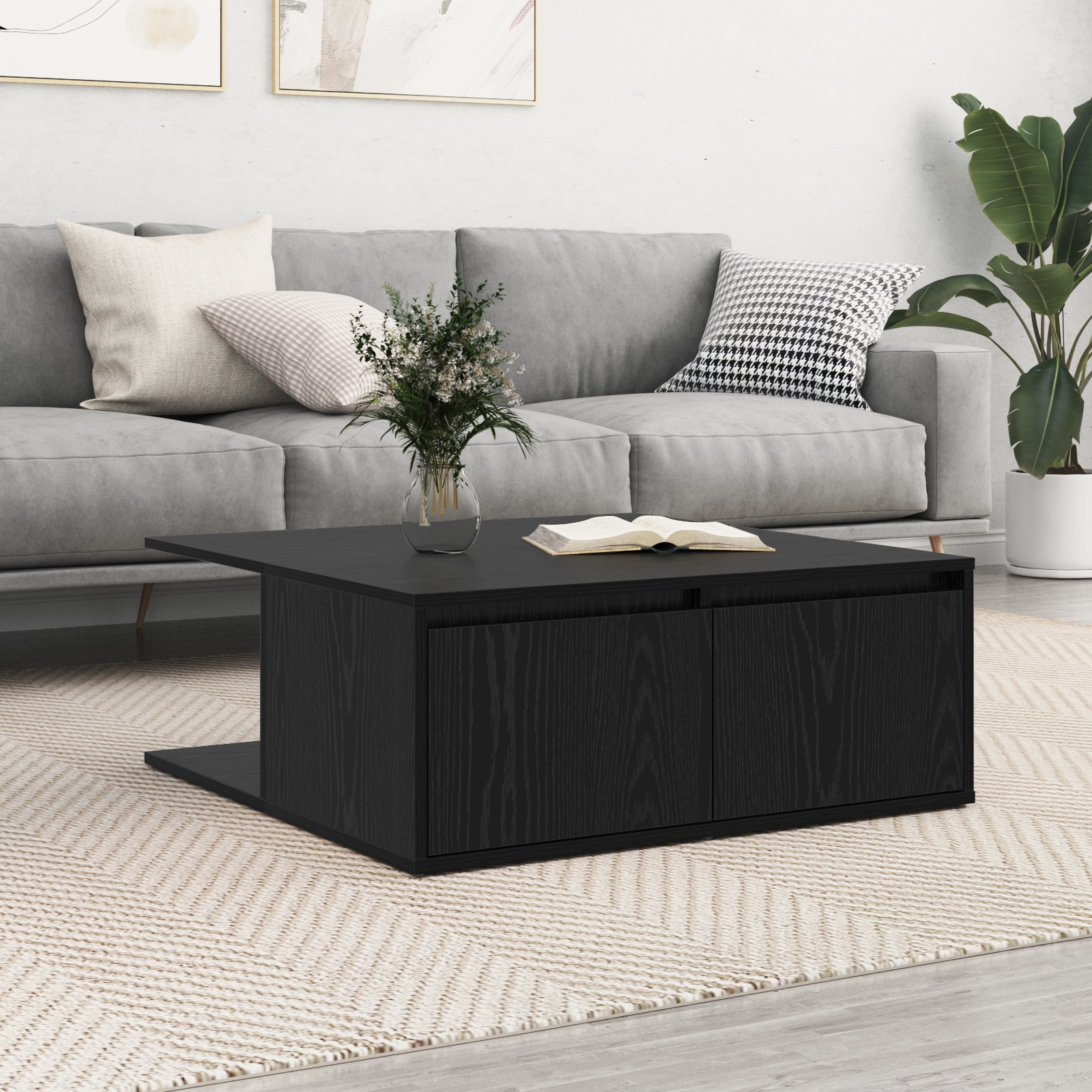 Couchtisch Schwarze Eiche 80 x 80 x 31 cm Holzwerkstoff