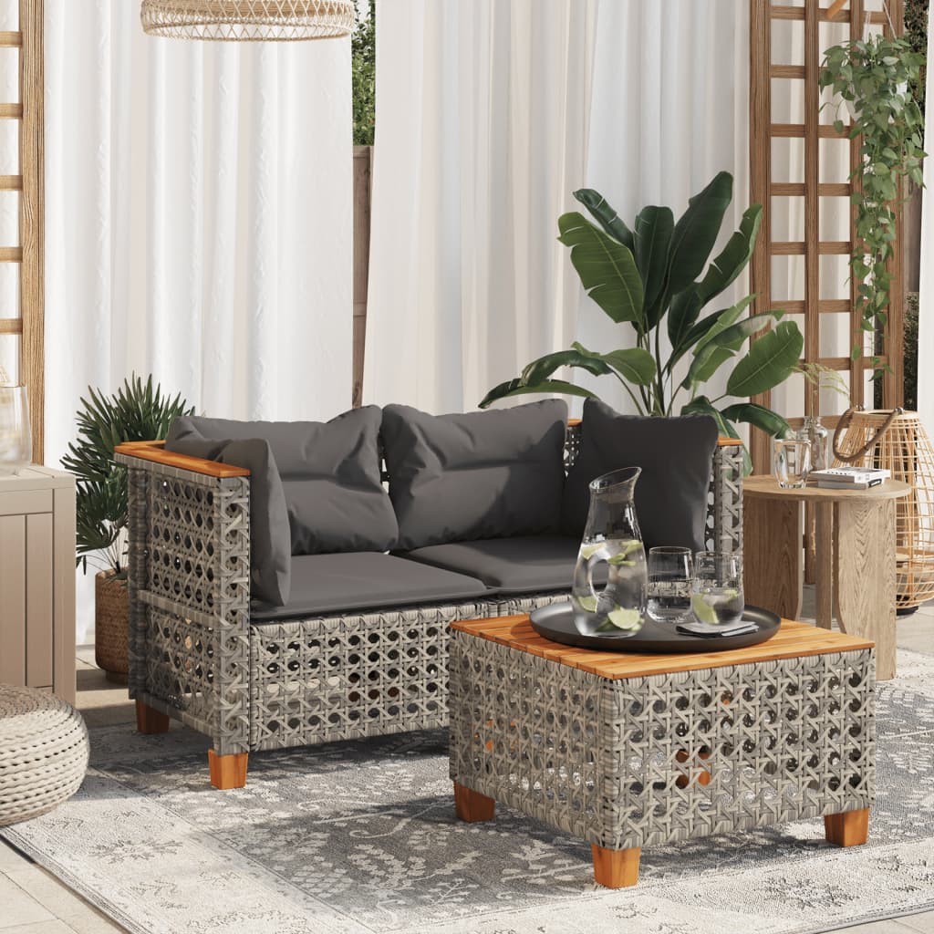 Garten-Ecksofas mit Kissen 2 Stk. Grau Poly Rattan Garten-Ecksofas mit Kissen 2 Stk. Grau Poly Rattan