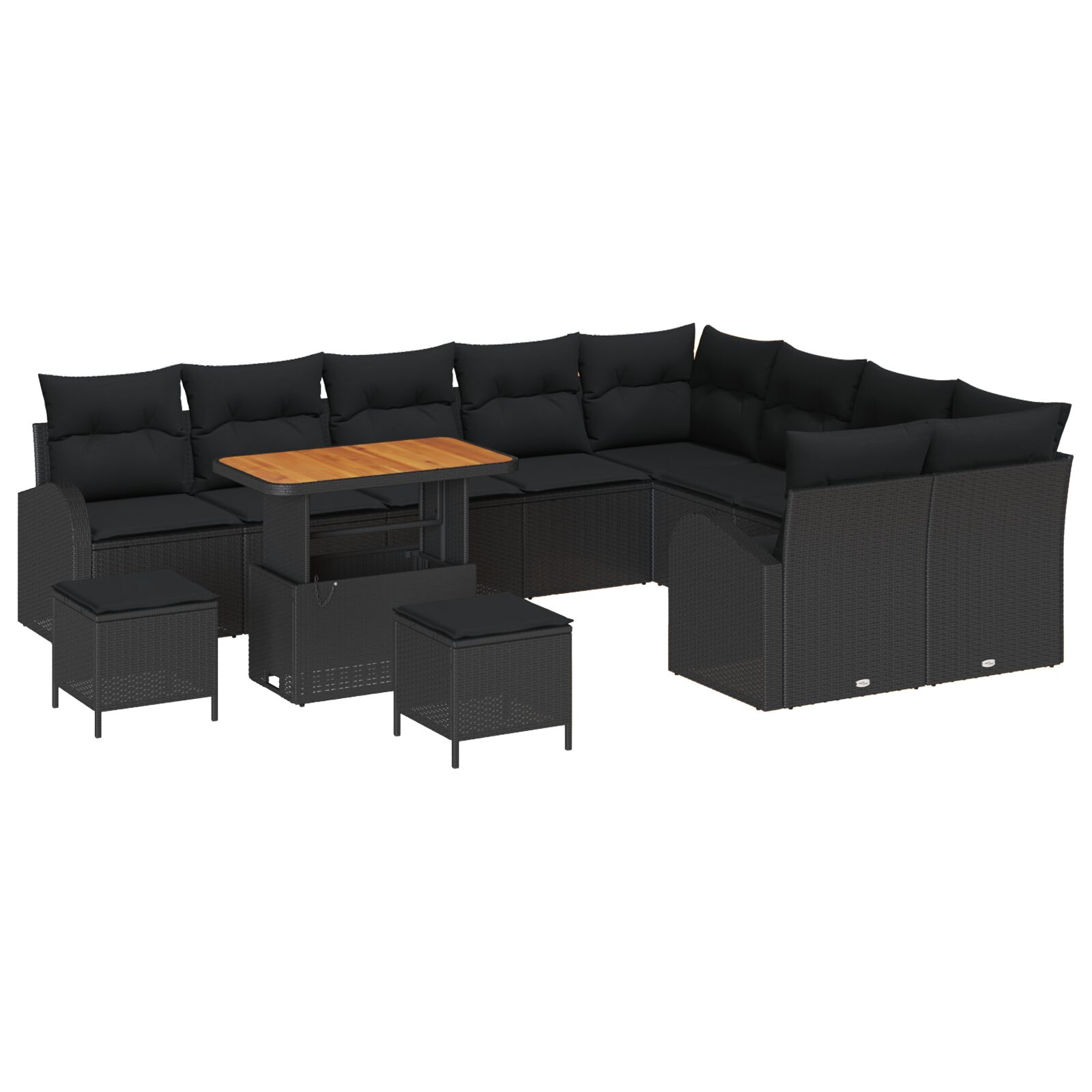 12-teiliges Garten-Sofa-Set mit Kissen Schwarz Poly-Rattan Akazie, 3-teiliges Garten-Esszimmer-Set mit Kissen Schwarz Poly-Rattan Akazie, 2-Sitzer Garten-Sofa mit Kissen Schwarz Poly-Rattan 12-teiliges Garten-Sofa-Set mit Kissen Schwarz Poly-Rattan Akazie, 3-teiliges Garten-Esszimmer-Set mit Kissen Schwarz Poly-Rattan Akazie, 2-Sitzer Garten-Sofa mit Kissen Schwarz Poly-Rattan