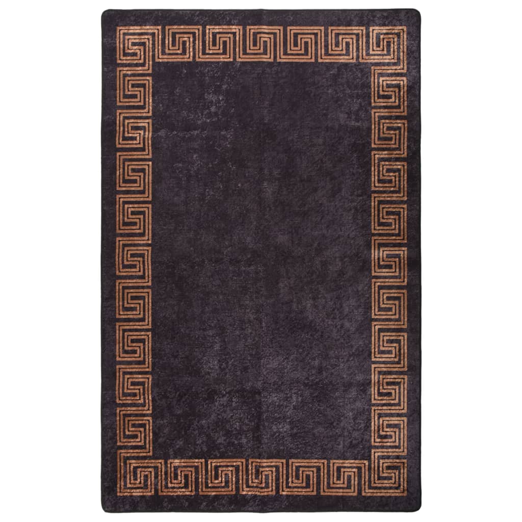 Teppich Waschbar Schwarz und Golden 160x230 cm Rutschfest