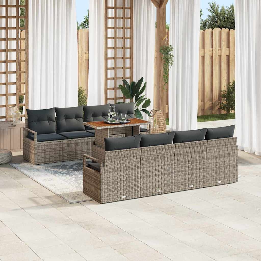 Garten-Sofa-Set mit Kissen 9 pcs Grau, Braun 100 x 55 x 73 cm Garten-Sofa-Set mit Kissen 9 pcs Grau, Braun 100 x 55 x 73 cm