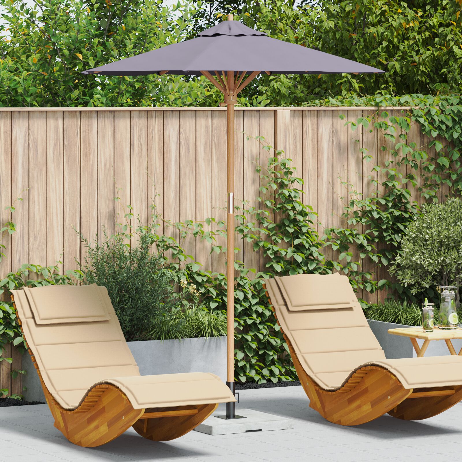 vidaXL Garten-Sonnenschirm dunkelgrau 180x230 cm aus Bambus