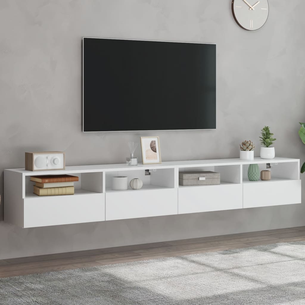 TV-Wandschränke 2 Stk. Weiß 100x30x30 cm Holzwerkstoff