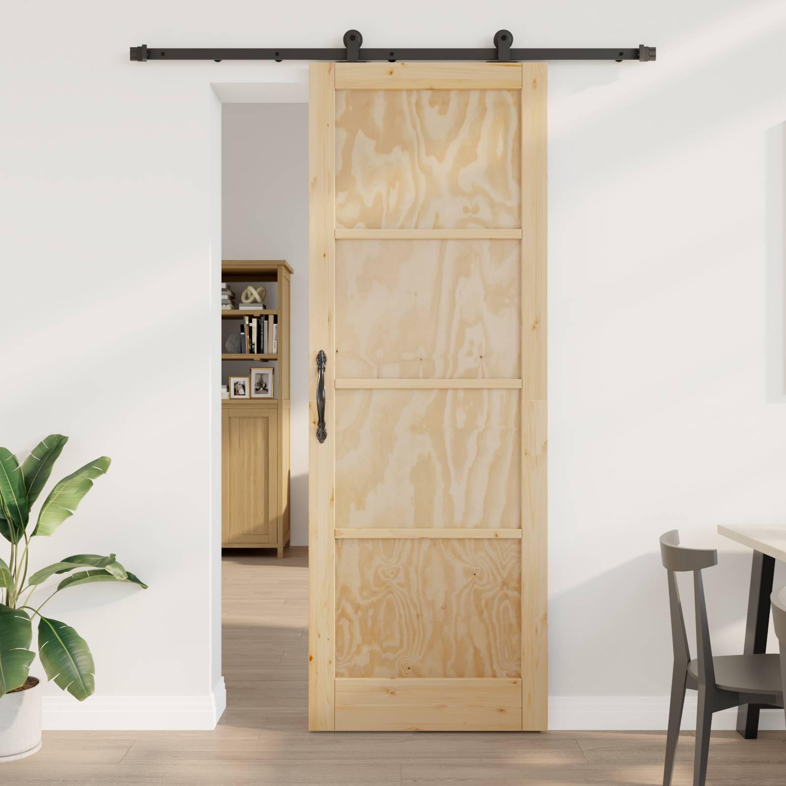 Schiebetür mit Beschlagset 83x232 cm Massivholz Kiefer
