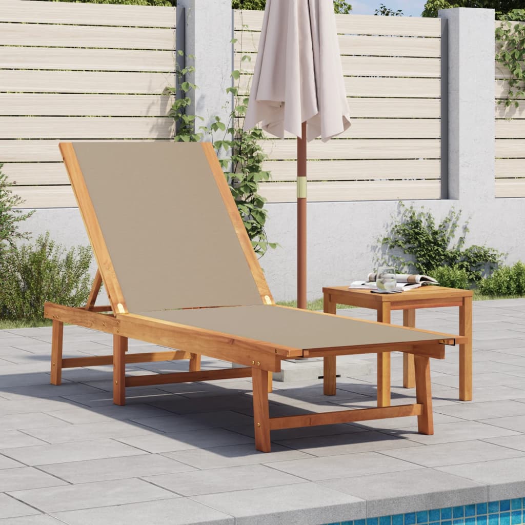 Sonnenliege Taupe Massivholz Akazie und Textilene Sonnenliege Taupe Massivholz Akazie und Textilene