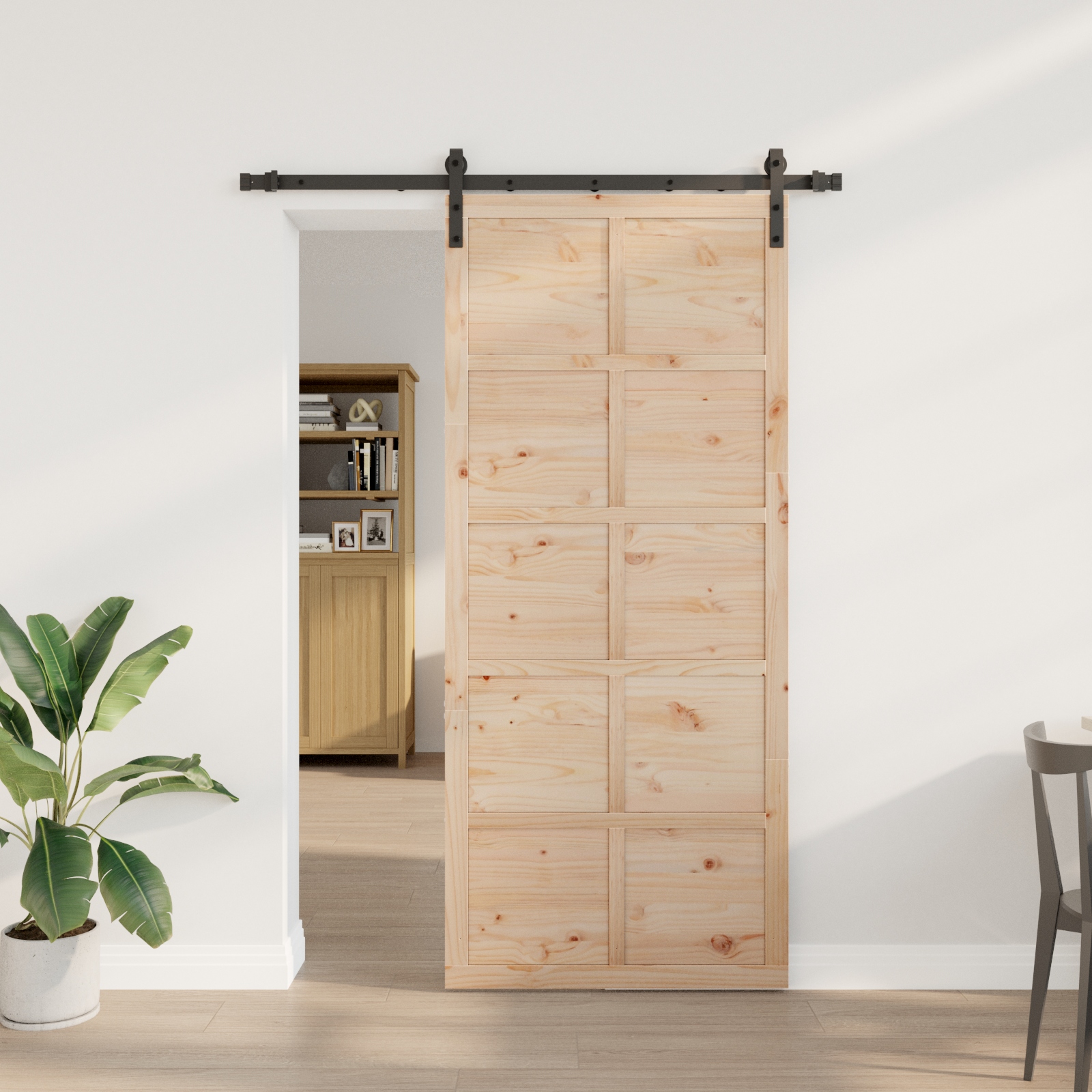 Schiebetür Braun 80 x 208 cm Massivholz Kiefer