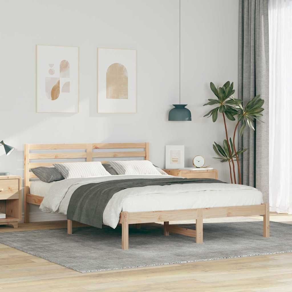 Bettgestell mit Kopfteil Braun 140 x 220 cm Massivkiefer