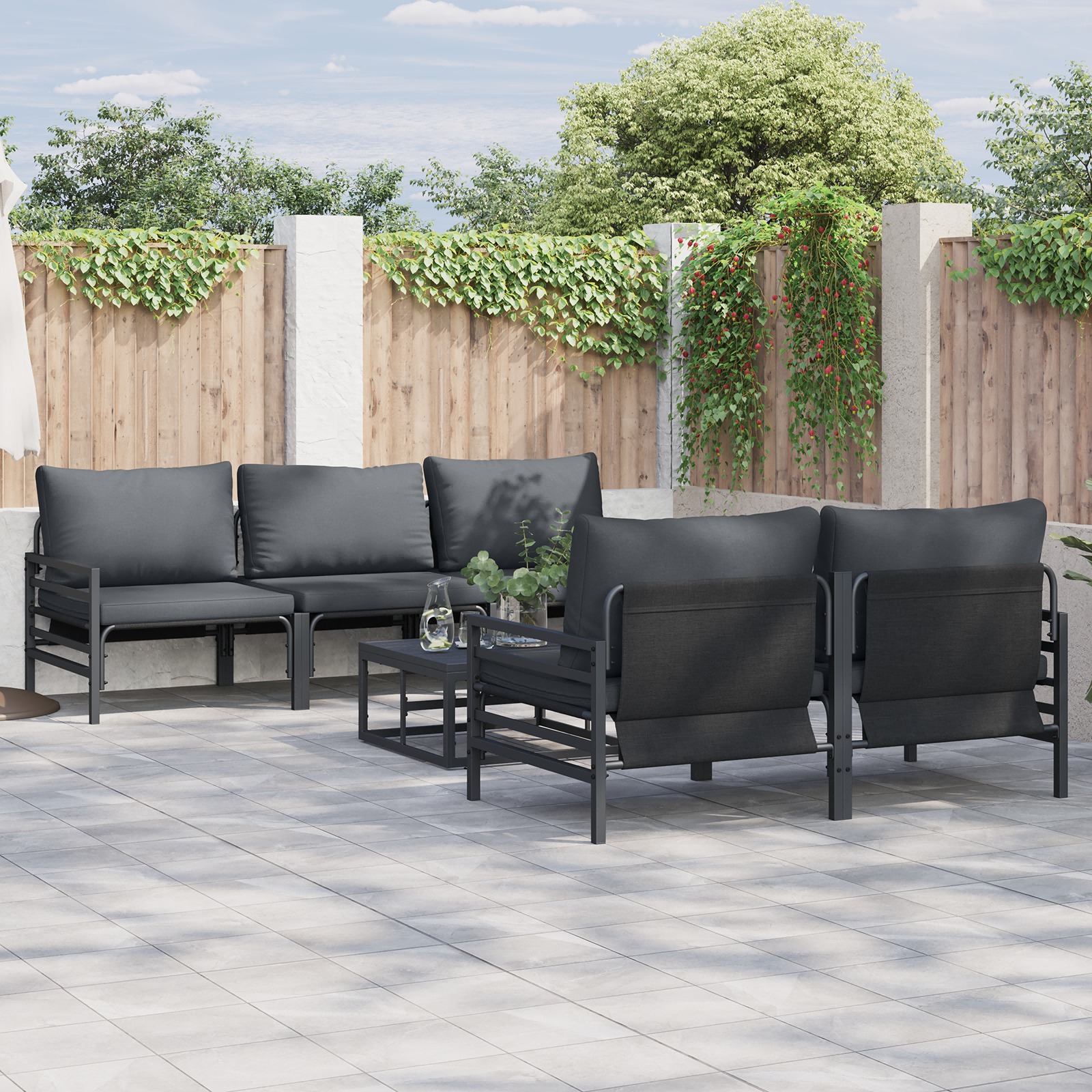 Garten-Sofa-Set mit Kissen mit Kissen 6 pcs Anthrazit 70 x 70.5 x 31.5 cm Garten-Sofa-Set mit Kissen mit Kissen 6 pcs Anthrazit 70 x 70.5 x 31.5 cm