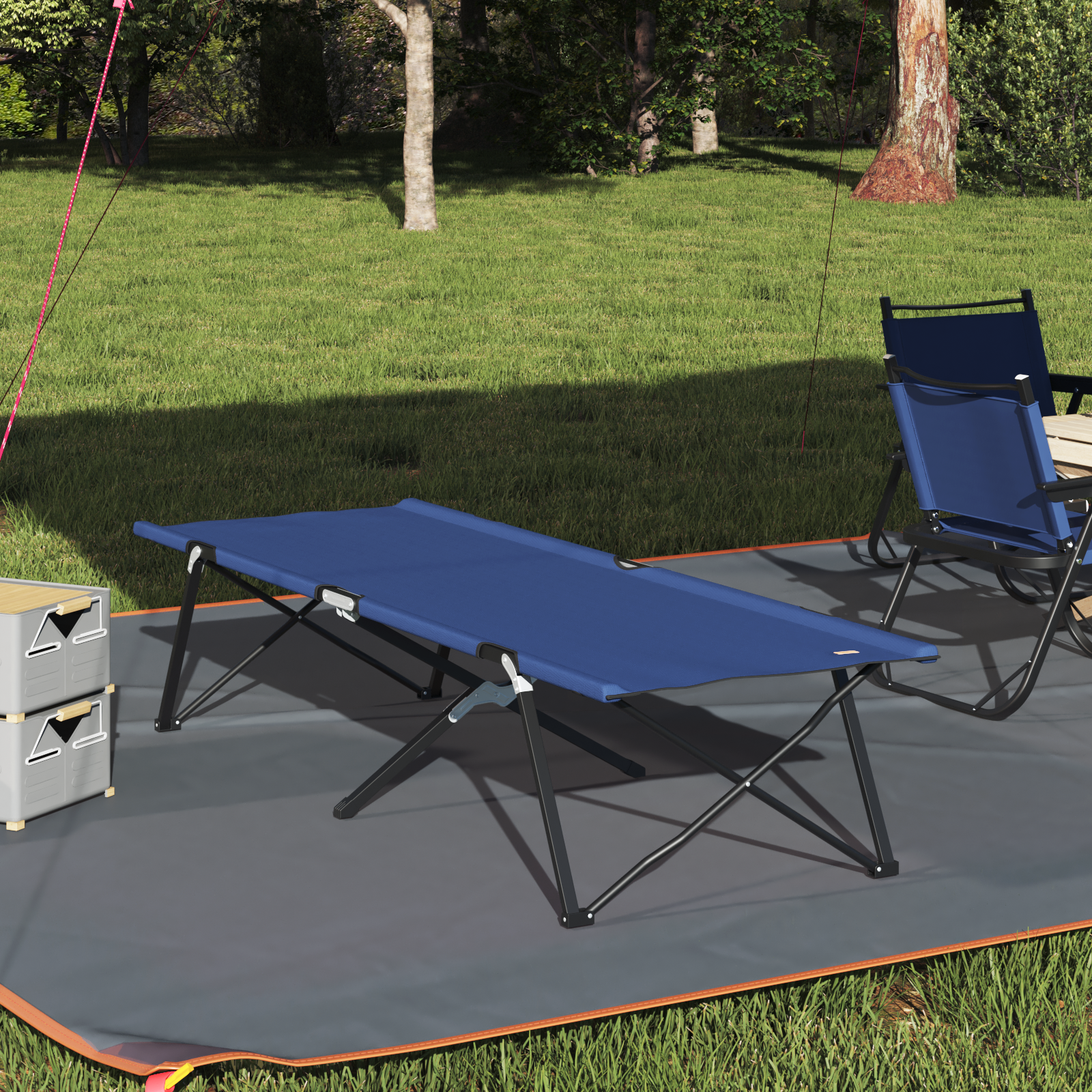 Klapp-Sonnenliege mit Tragetasche Blau 600D Oxford-Stoff