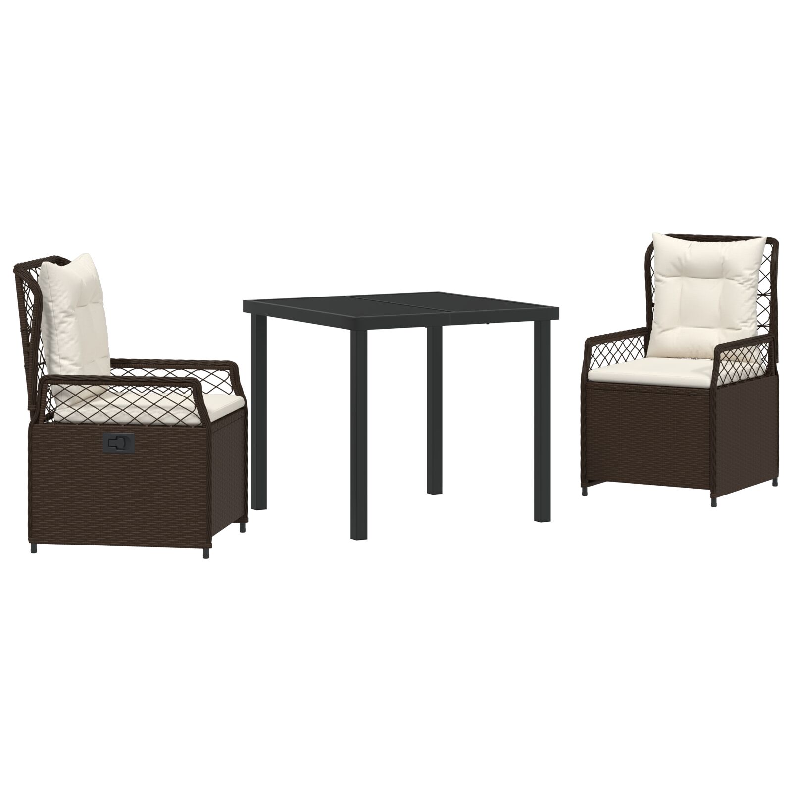 3-teiliges Garten-Ess-Set Braun Poly-Rattan 3-teiliges Garten-Ess-Set Braun Poly-Rattan