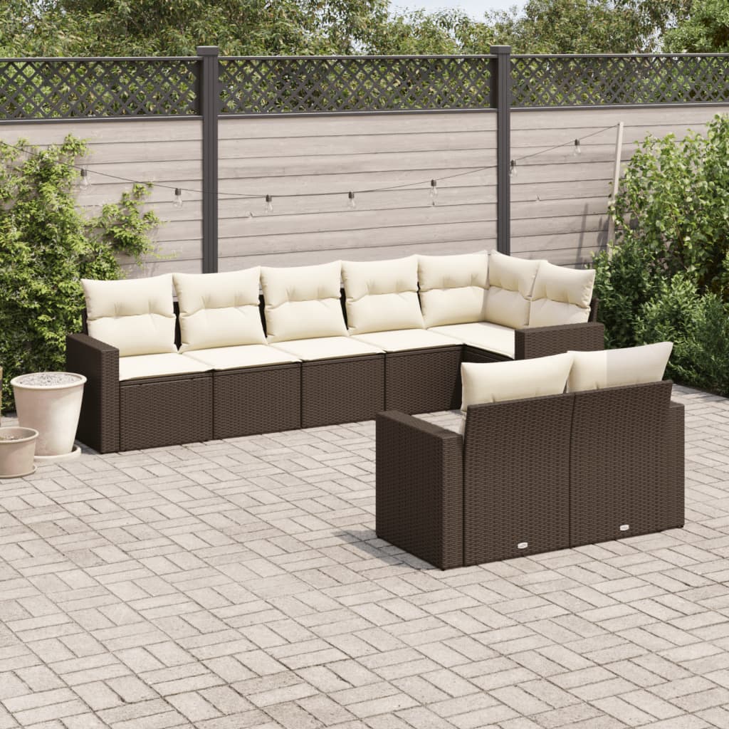 8-tlg. Garten-Sofagarnitur mit Kissen Braun Poly Rattan 8-tlg. Garten-Sofagarnitur mit Kissen Braun Poly Rattan