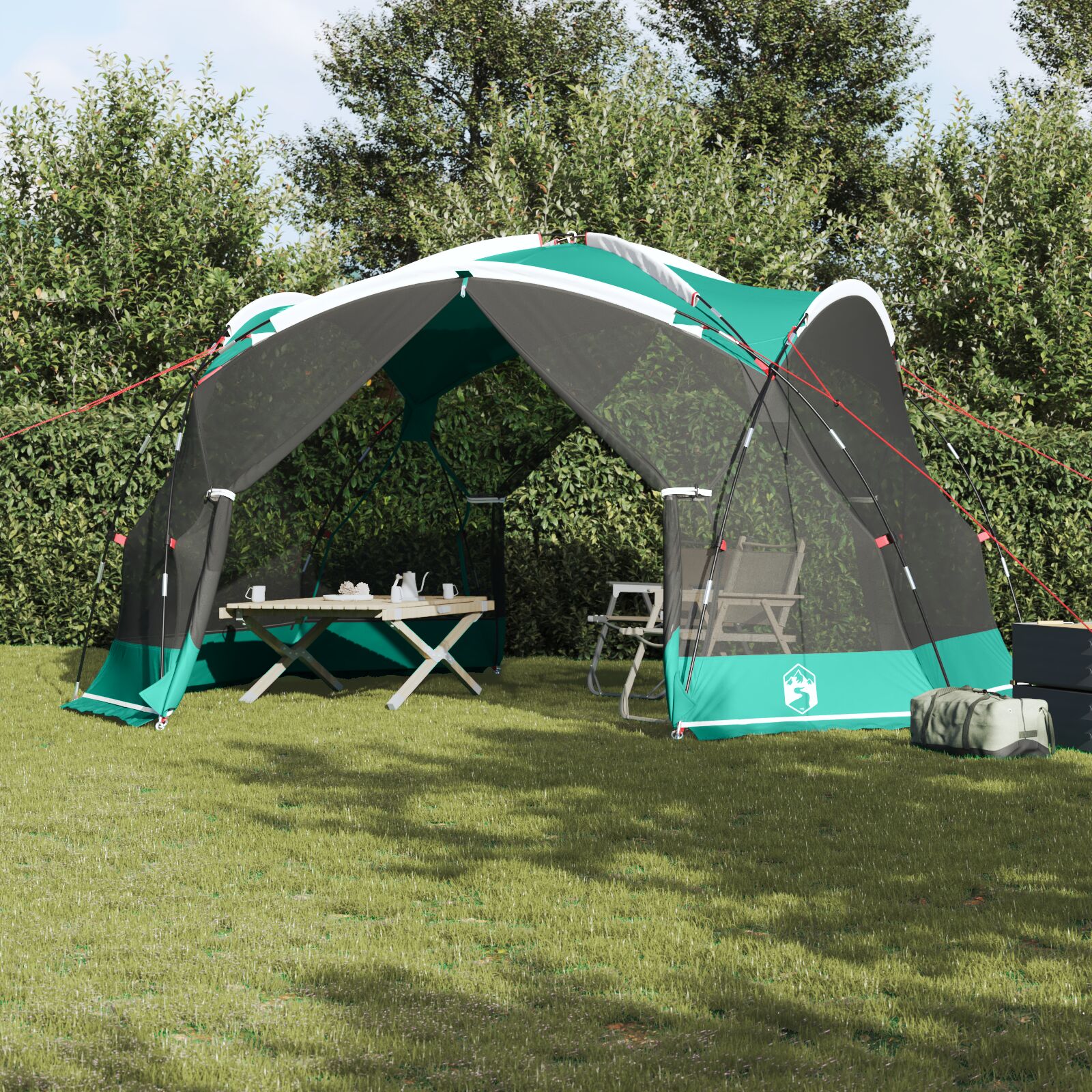 vidaXL Camping-Mücken-Netz mit Türen Grün 4-Personen Wasserdicht