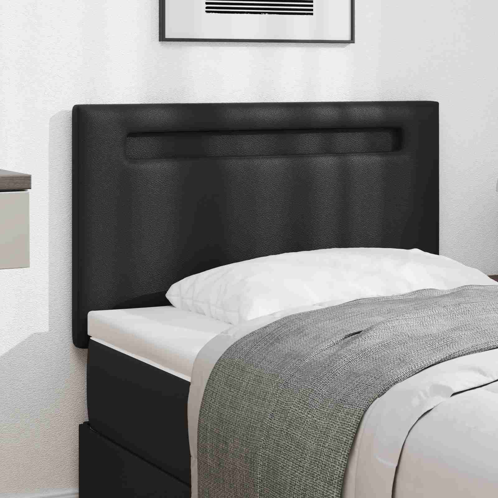 Kopfteil Einfarbig Schwarz 90 cm Kunstleder