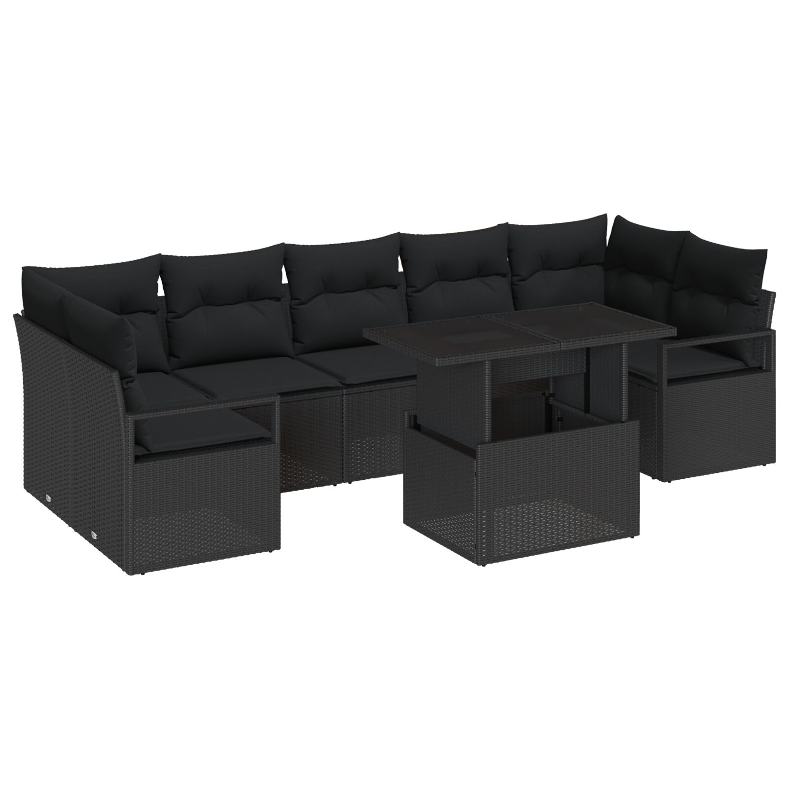 8-teiliges Garten Sofa Set mit Kissen Schwarz Poly Rattan, 2-Sitzer Garten Sofa mit Kissen Schwarz Poly Rattan 8-teiliges Garten Sofa Set mit Kissen Schwarz Poly Rattan, 2-Sitzer Garten Sofa mit Kissen Schwarz Poly Rattan