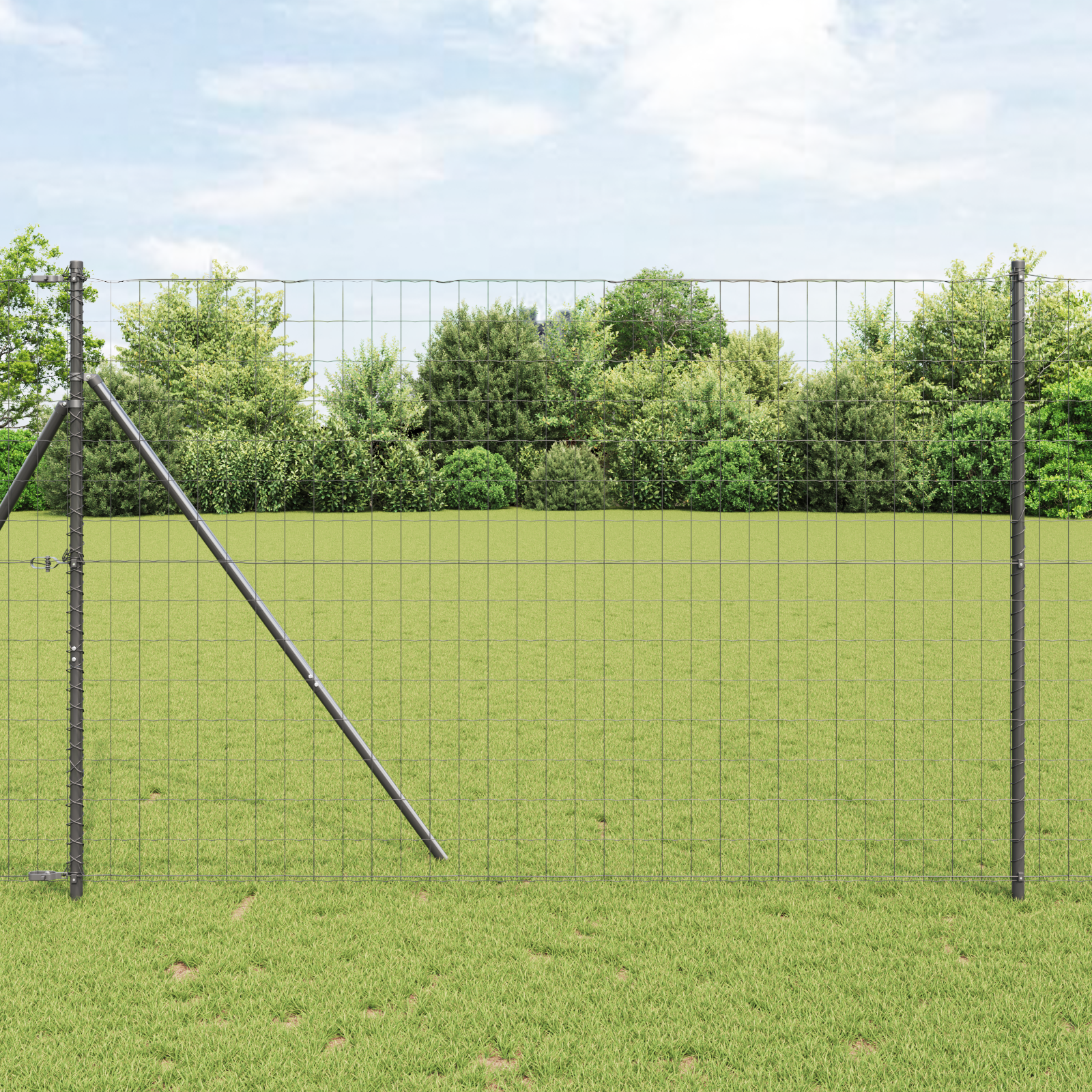 Eurozaun mit 7 Pfosten 1,5x10 m galvanisierter Stahl Grau