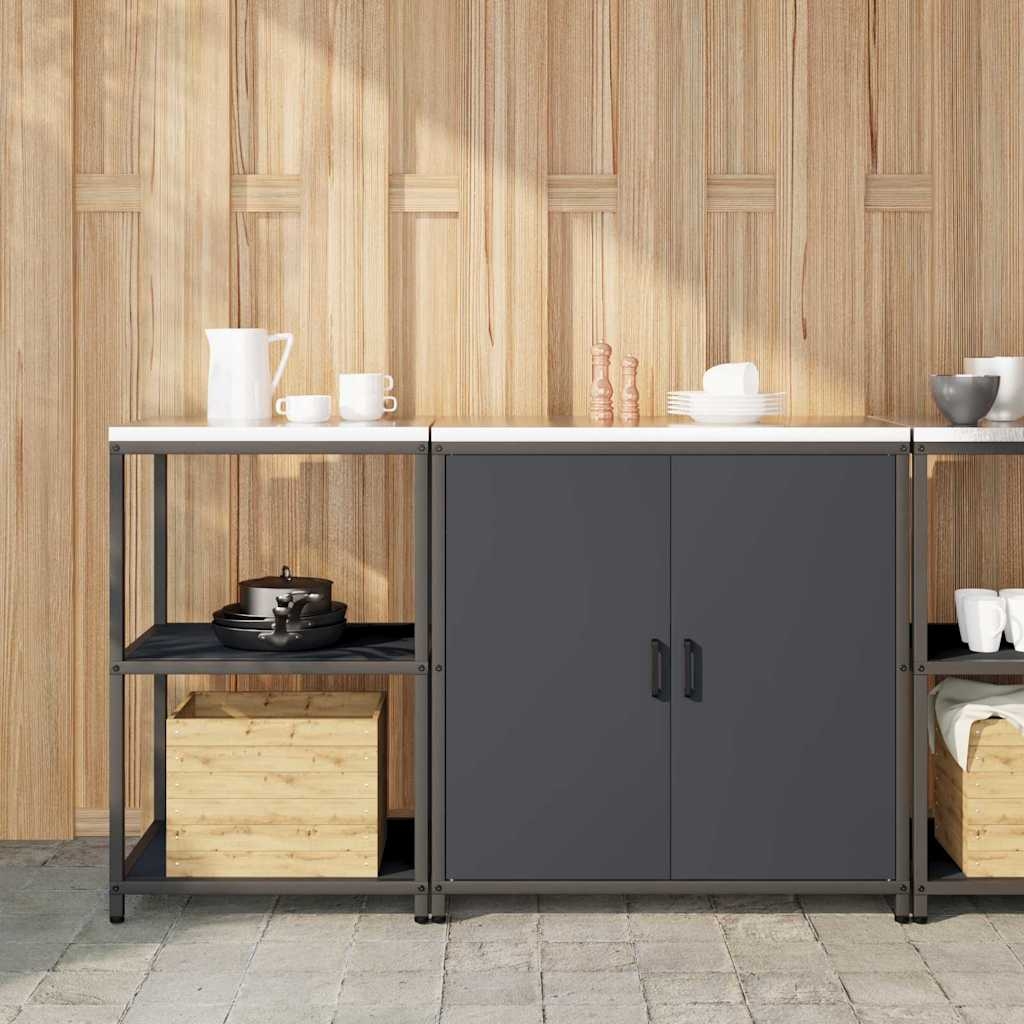 Küchenlager-Set mit Regal mit Speicher mit Tür Verstellbar 2 pcs Anthrazit 150 x 50 x 92 cm