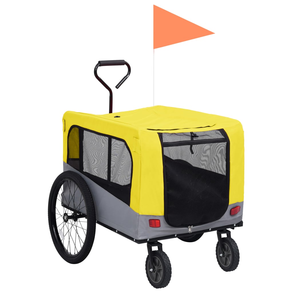 2-in-1 Fahrradanhänger für Hunde und Buggy Gelb und Grau 2-in-1 Fahrradanhänger für Hunde und Buggy Gelb und Grau