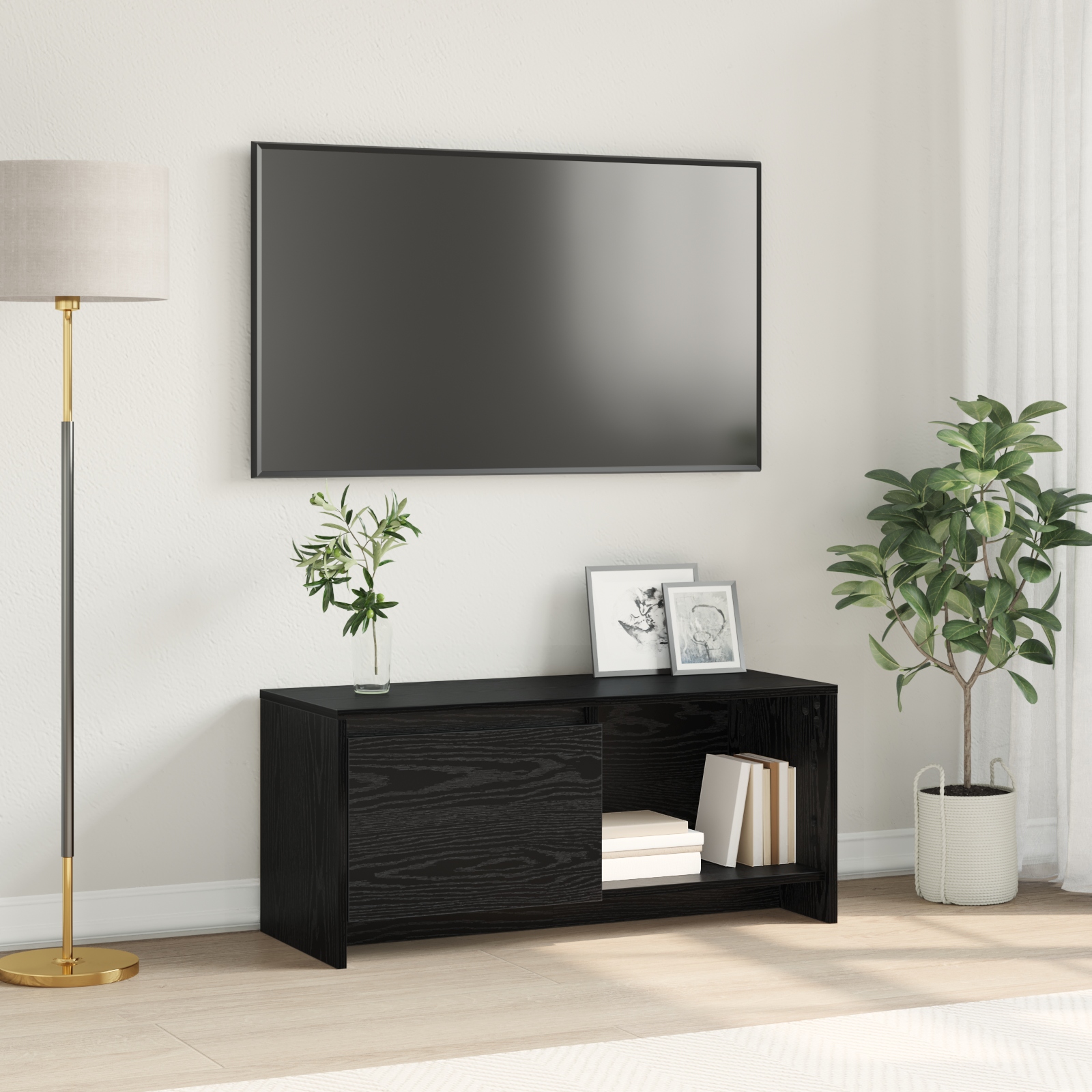 TV-Ständer Schwarze Eiche Holzwerkstoff